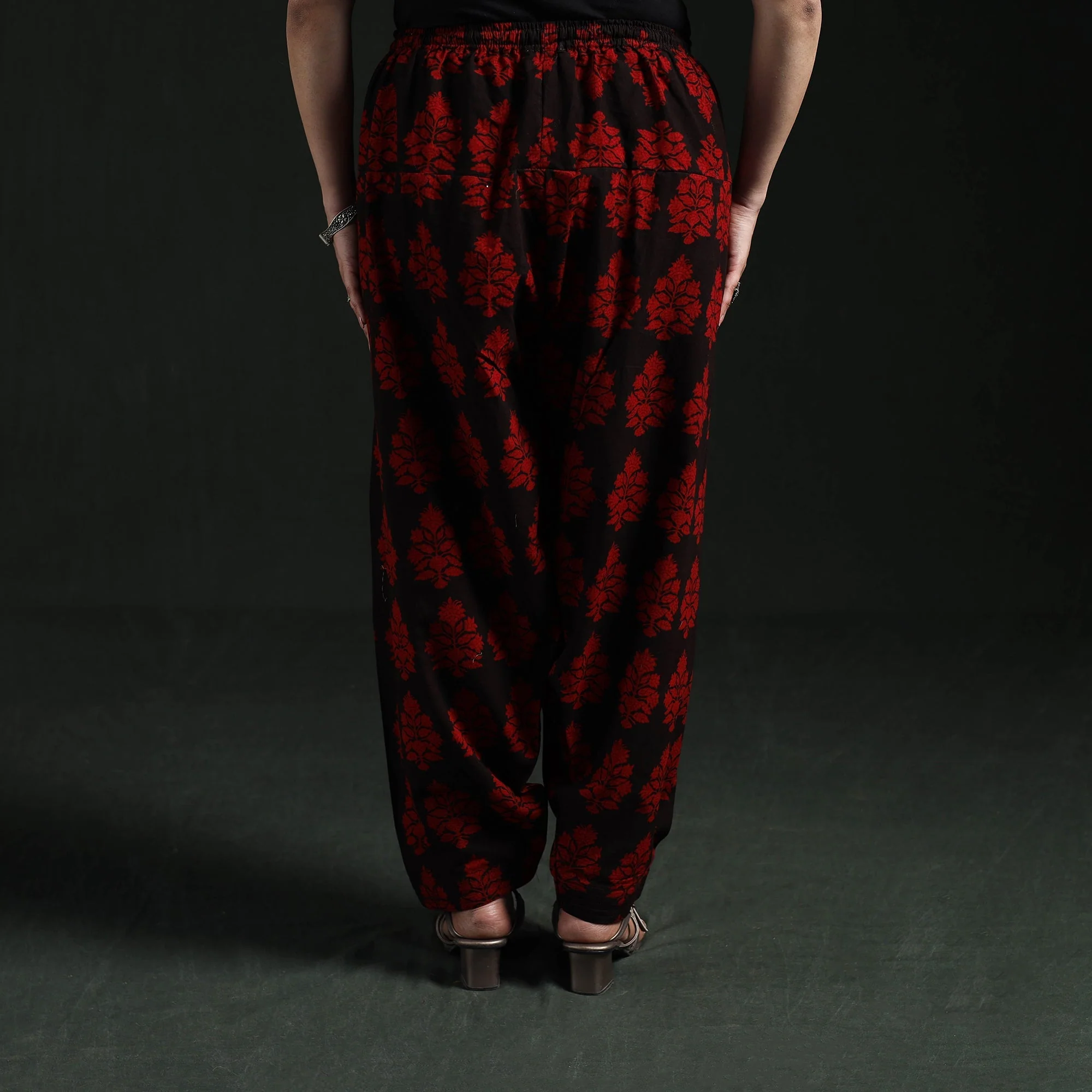 Black - Bagh Hand Block Print Natural Dyed Cotton Salwar 03 - Image 4