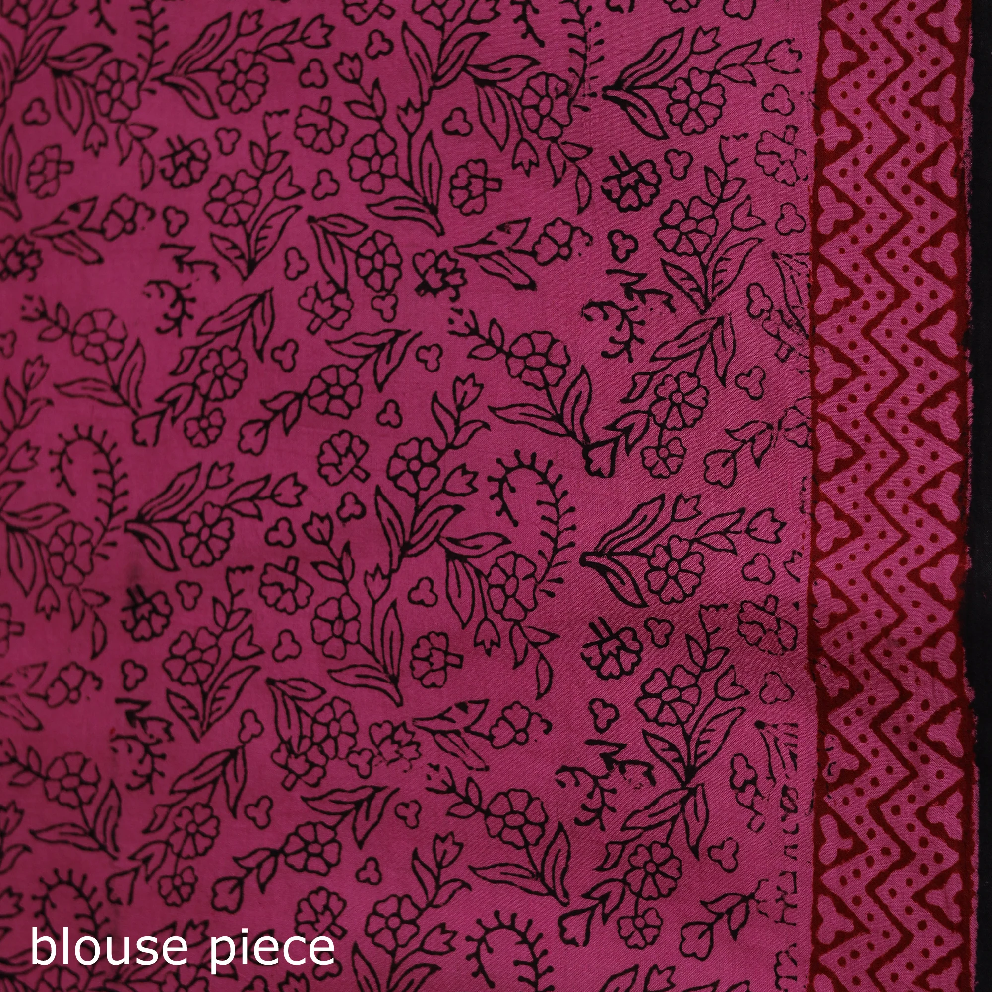 Pink - Bagh Hand Block Print Natural Dyed Cotton Saree 20 - Image 5