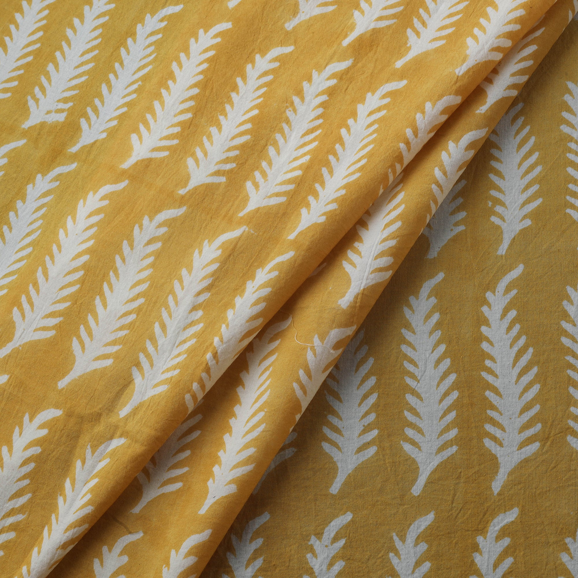 Yellow - Bagh Hand Block Print Pure Mul Cotton Natural Dyed Fabric 08 - Image 2