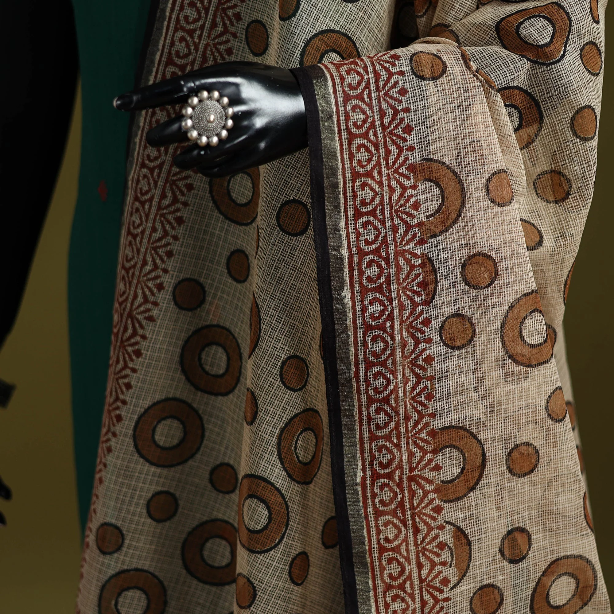 Brown - Kota Doria Cotton Hand Block Print Bagru Dupatta 12 - Image 3