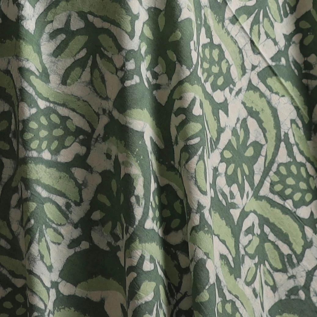 Green - Bagru Dabu Hand Block Print Natural Dyed Cotton Fabric 03 - Image 3