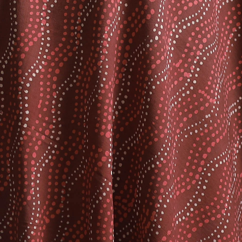 Maroon - Bagru Dabu Hand Block Print Natural Dyed Cotton Fabric 09 - Image 3
