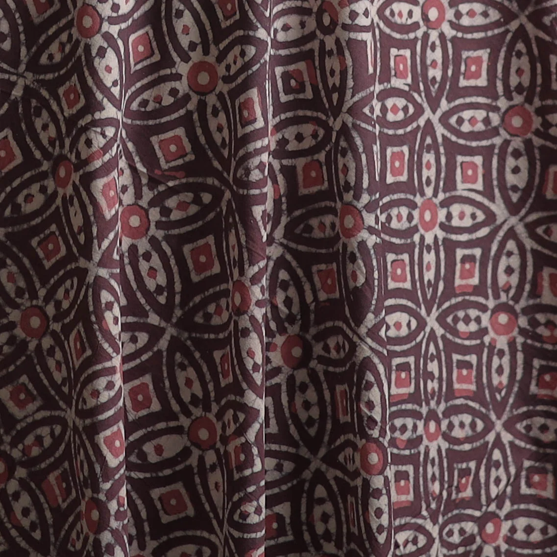 Brown - Bagru Dabu Hand Block Print Natural Dyed Cotton Fabric 20 - Image 3