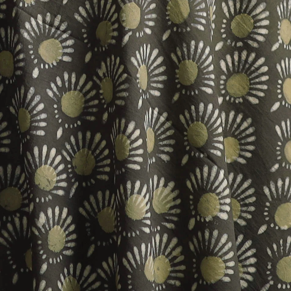Green - Bagru Dabu Hand Block Print Natural Dyed Cotton Fabric 37 - Image 3