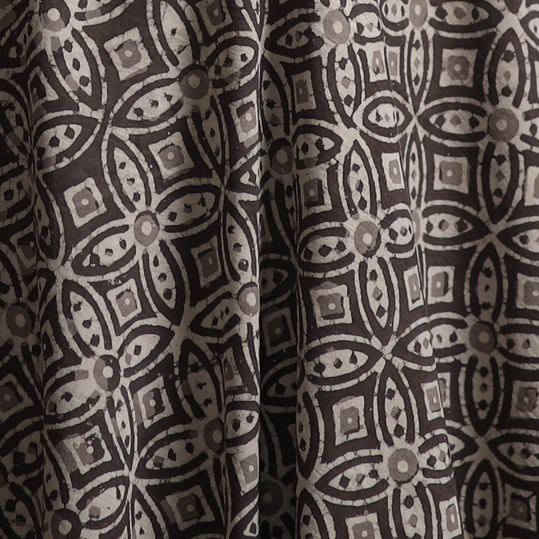 Grey - Gray - Bagru Dabu Hand Block Print Natural Dyed Cotton Fabric 45 - Image 3