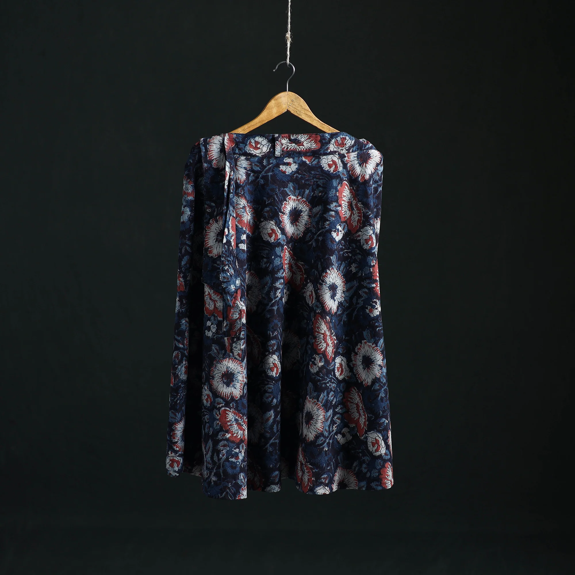 Blue - Bagru Hand Block Print Cotton Wrap Around Skirt 17