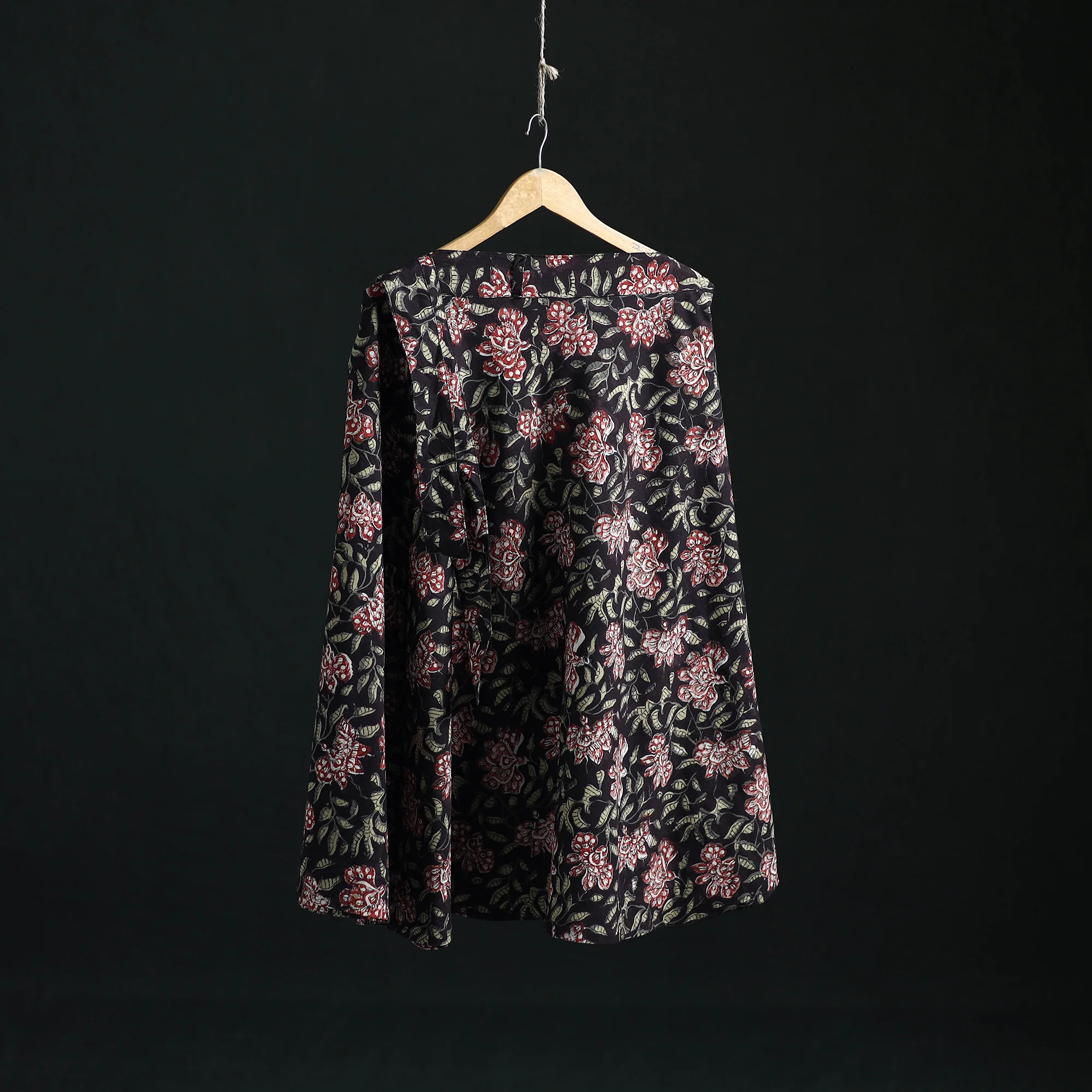 Black - Bagru Hand Block Print Cotton Wrap Around Skirt 18