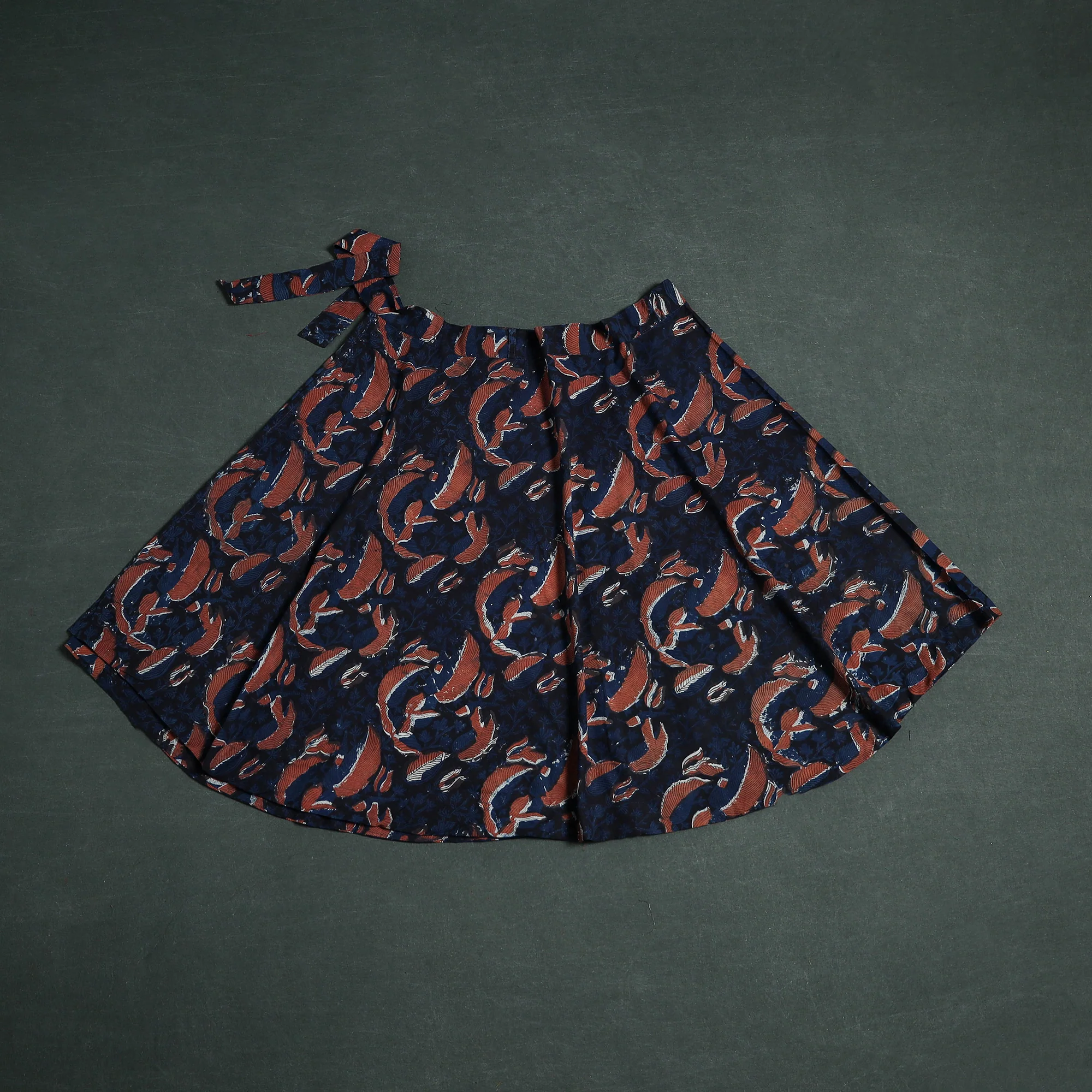 Blue - Bagru Hand Block Print Cotton Wrap Around Skirt 21 - Image 2