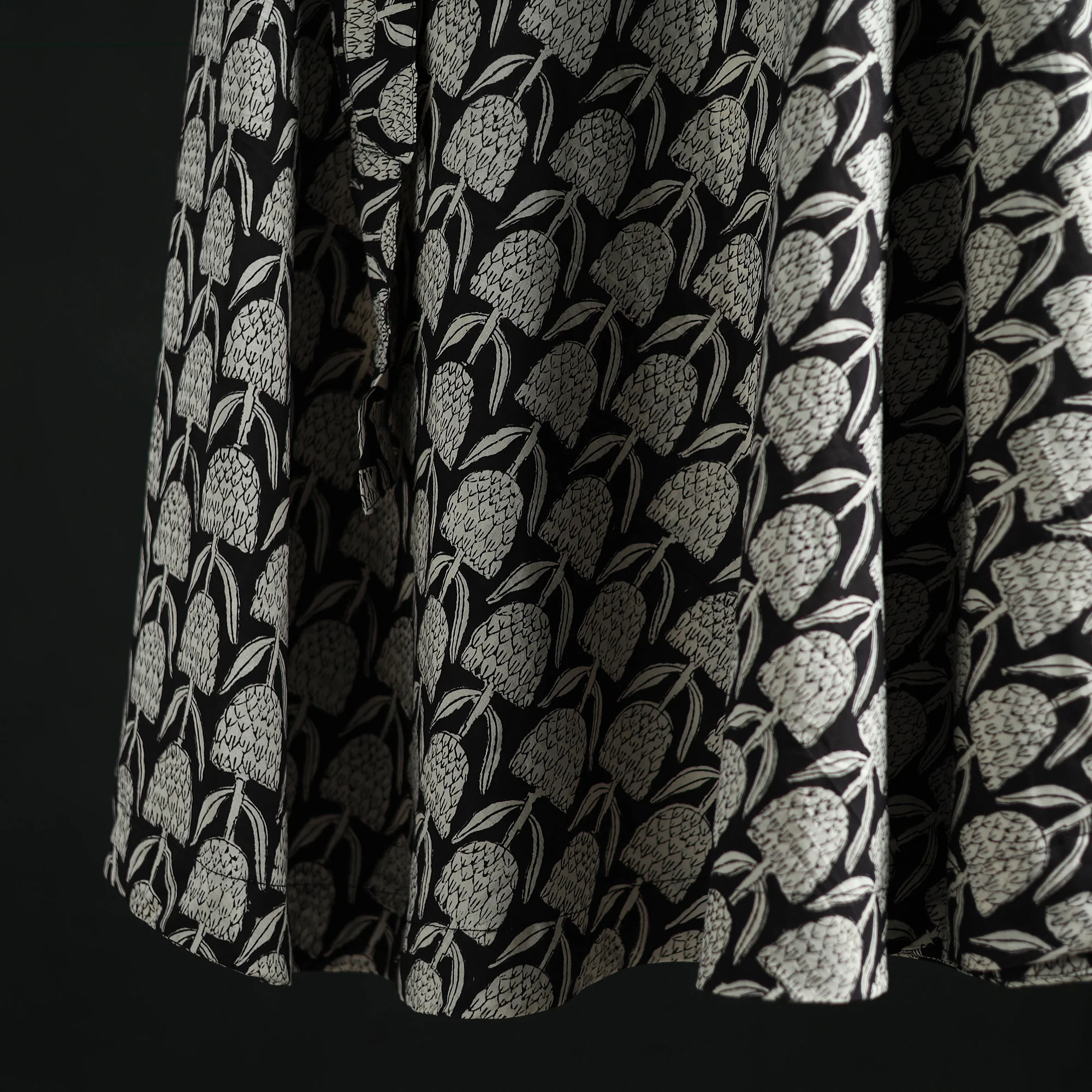 Black - Bagru Hand Block Print Cotton Wrap Around Skirt 22 - Image 4