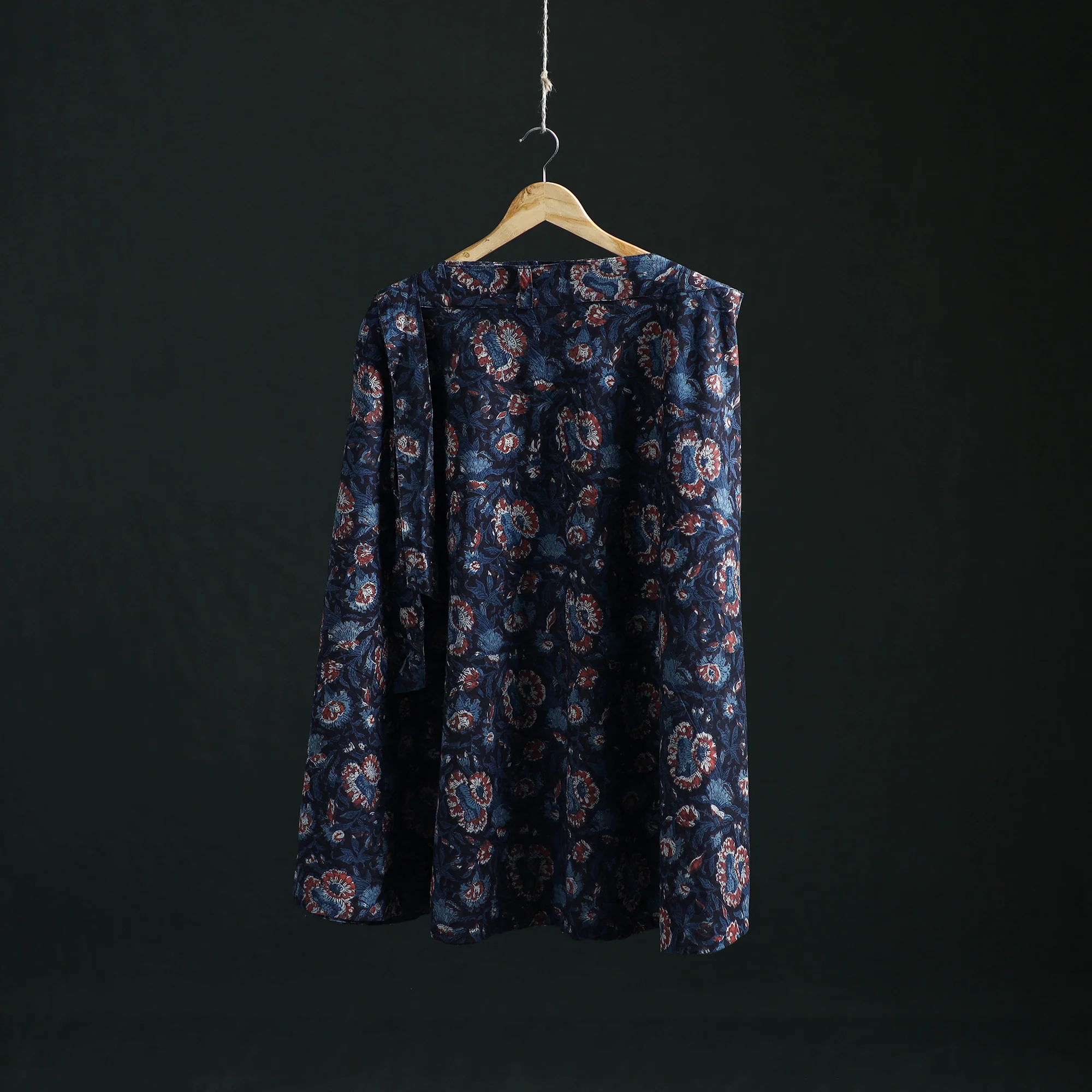 Blue - Bagru Hand Block Print Cotton Wrap Around Skirt 27