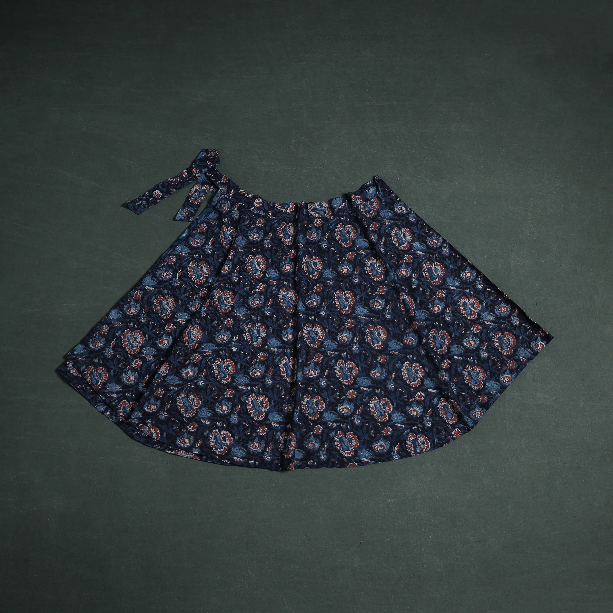Blue - Bagru Hand Block Print Cotton Wrap Around Skirt 27 - Image 2