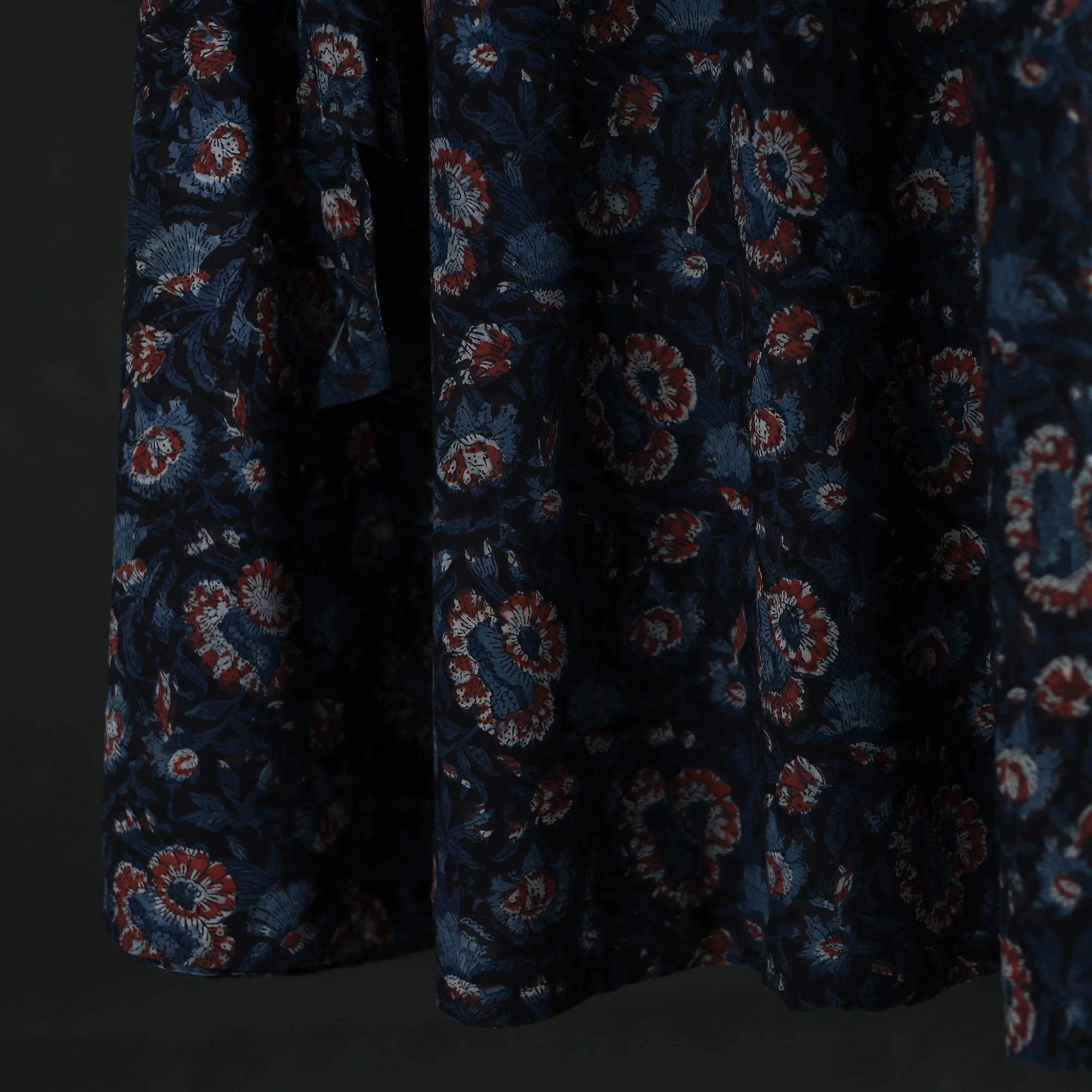 Blue - Bagru Hand Block Print Cotton Wrap Around Skirt 27 - Image 4