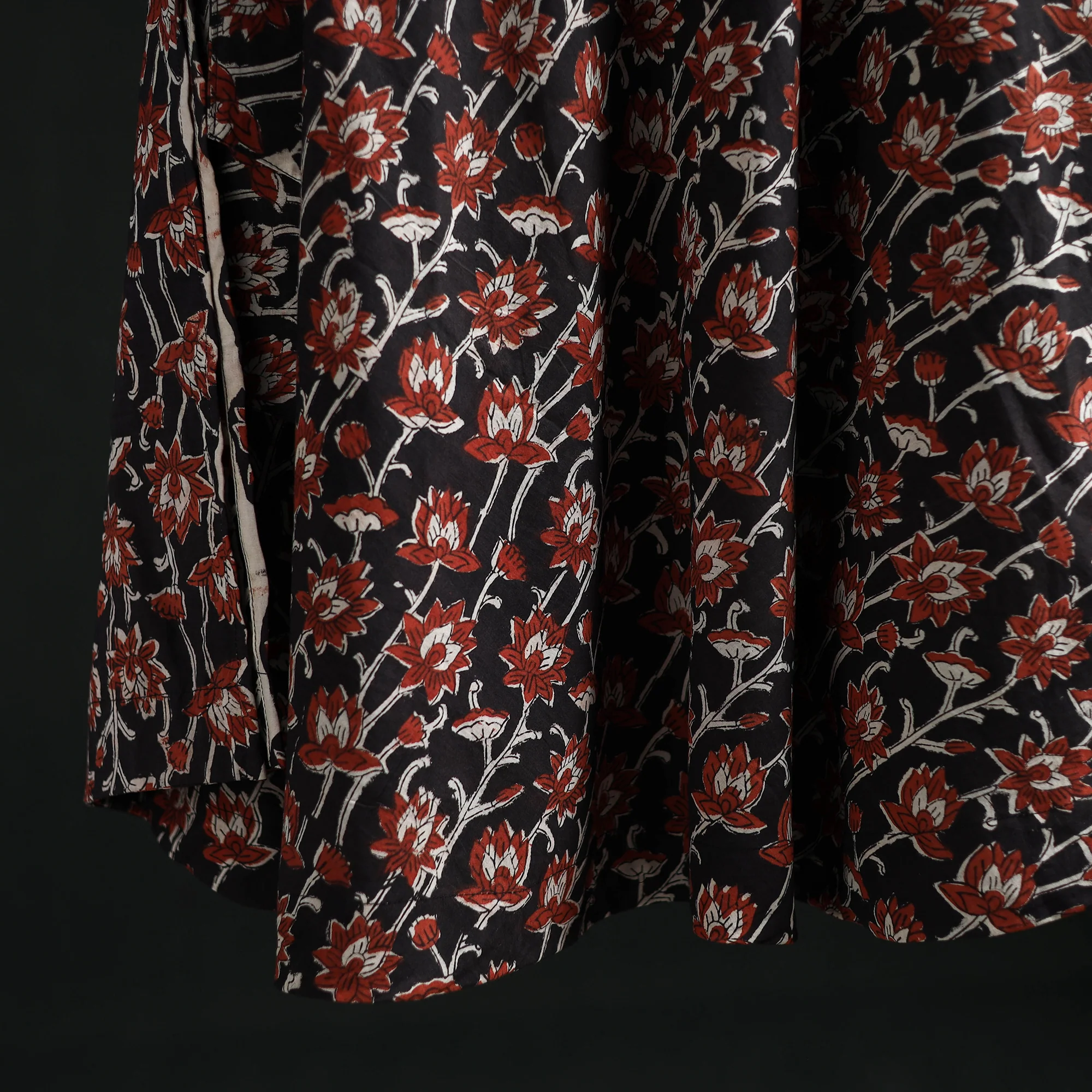 Black - Bagru Hand Block Print Cotton Wrap Around Skirt 28 - Image 4