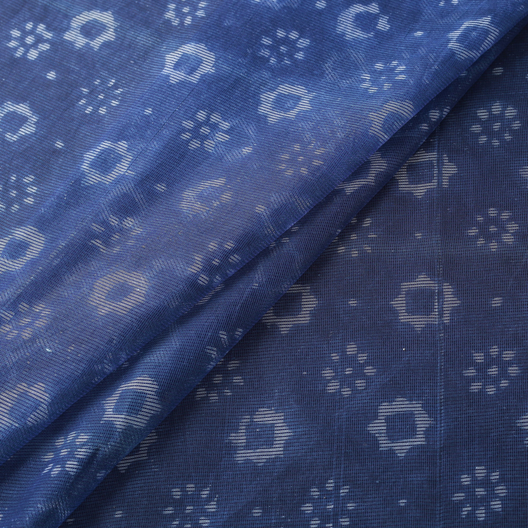 Blue - Bagru Indigo Hand Block Print Kota Doria Natural Dyed Cotton Fabric 10