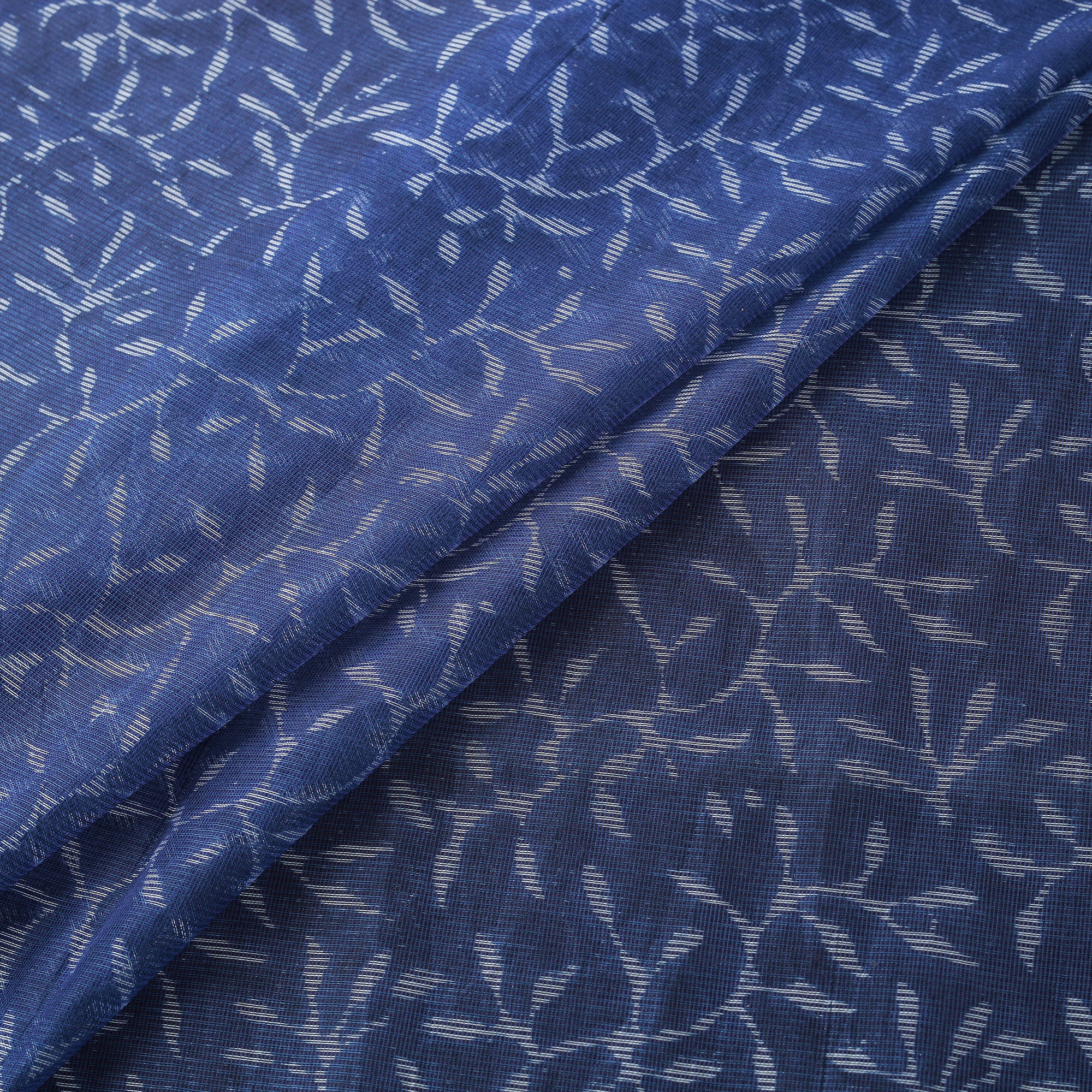 Blue - Bagru Indigo Hand Block Print Kota Doria Natural Dyed Cotton Fabric 13