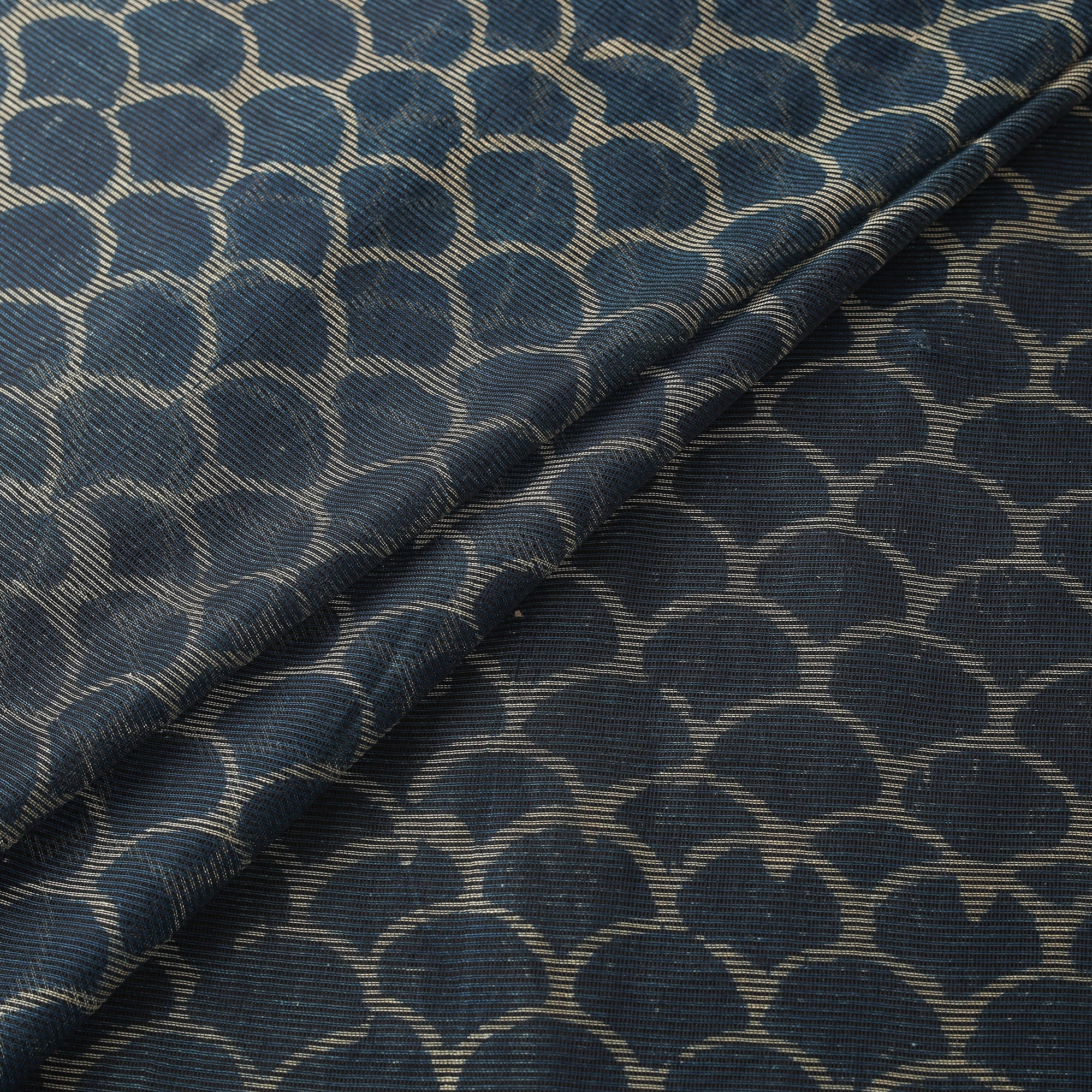 Blue - Bagru Indigo Hand Block Print Kota Doria Natural Dyed Cotton Fabric 14