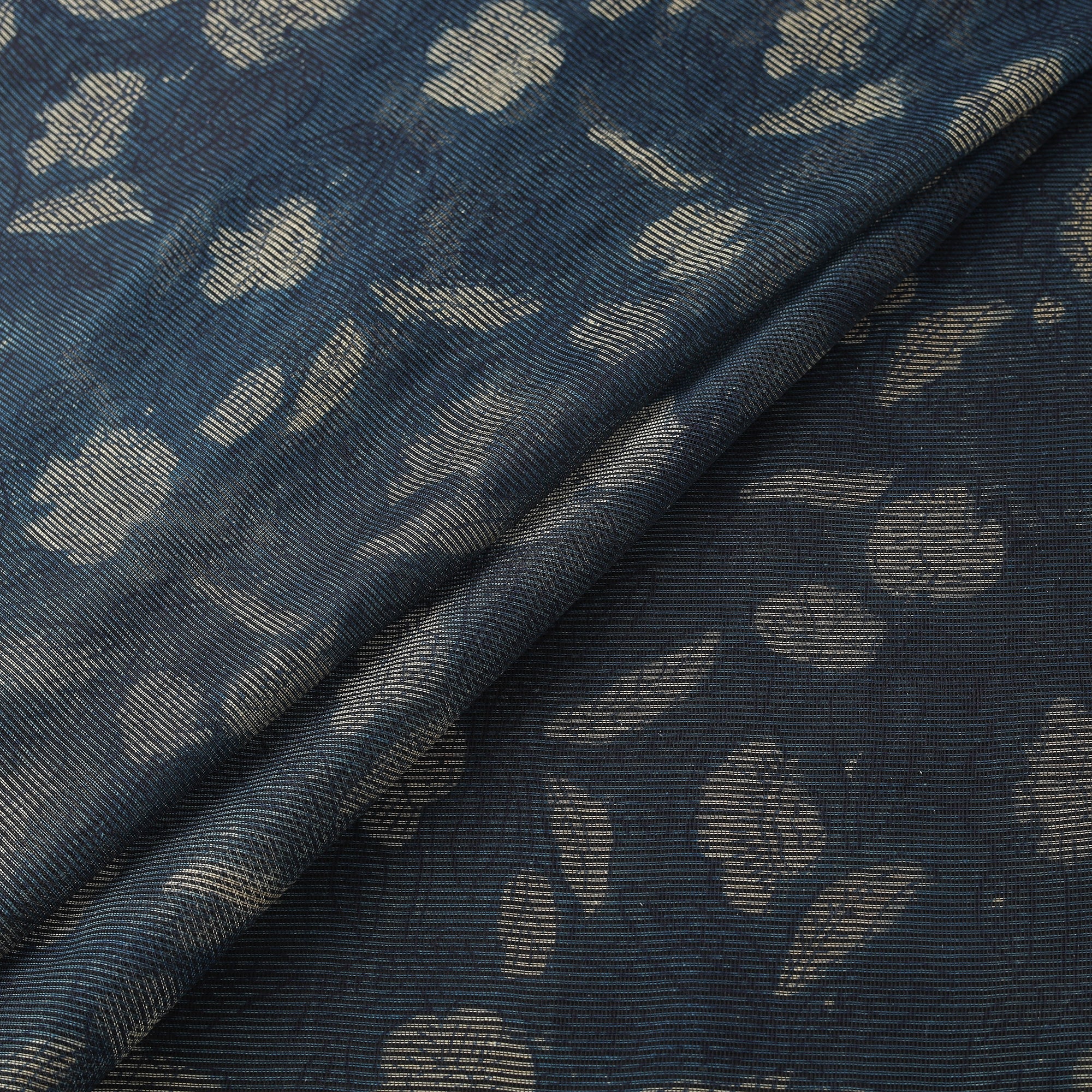Blue - Bagru Indigo Hand Block Print Kota Doria Natural Dyed Cotton Fabric 17