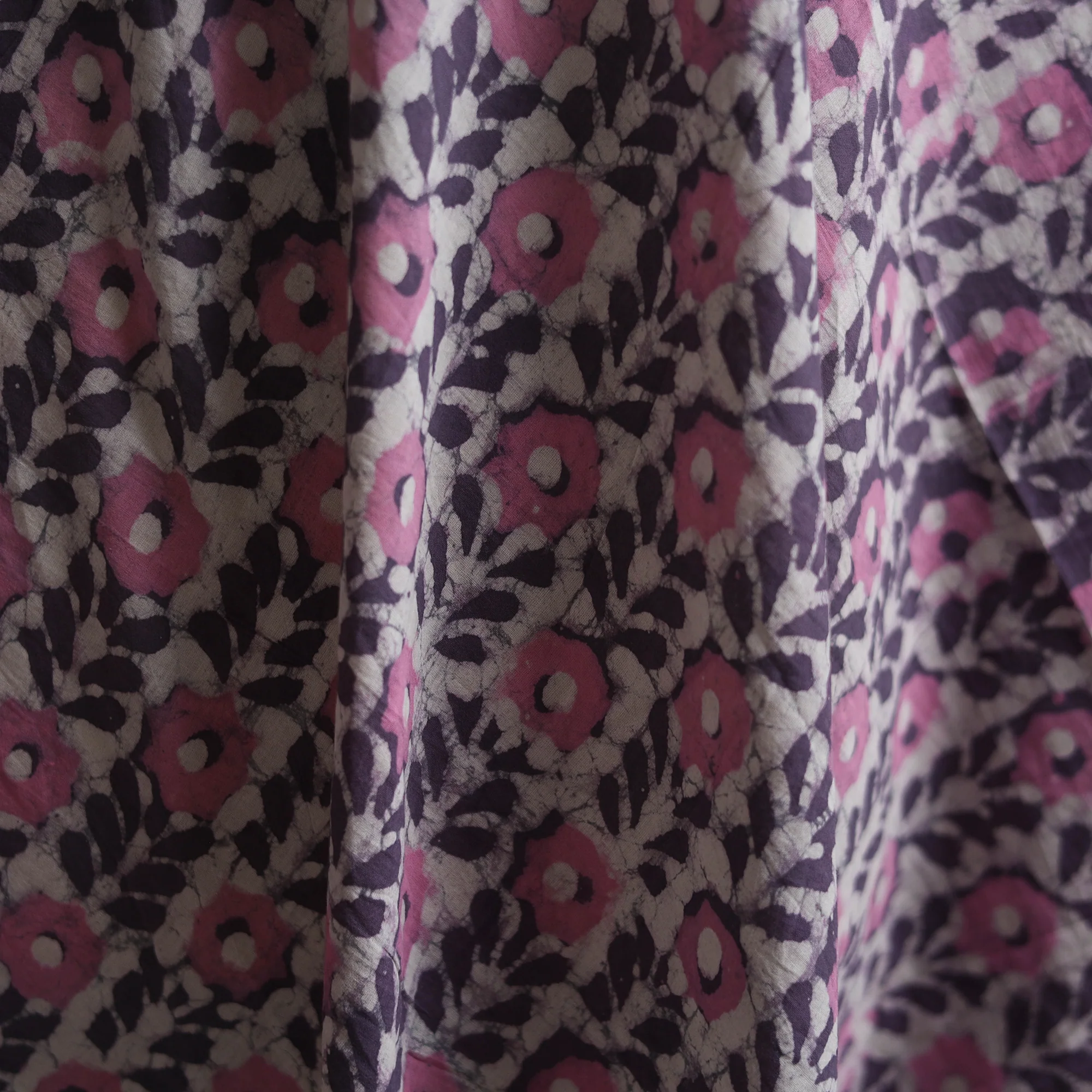 Purple - Batik Dabu Hand Block Print Natural Dyed Pure Mul Cotton Fabric 10 - Image 3