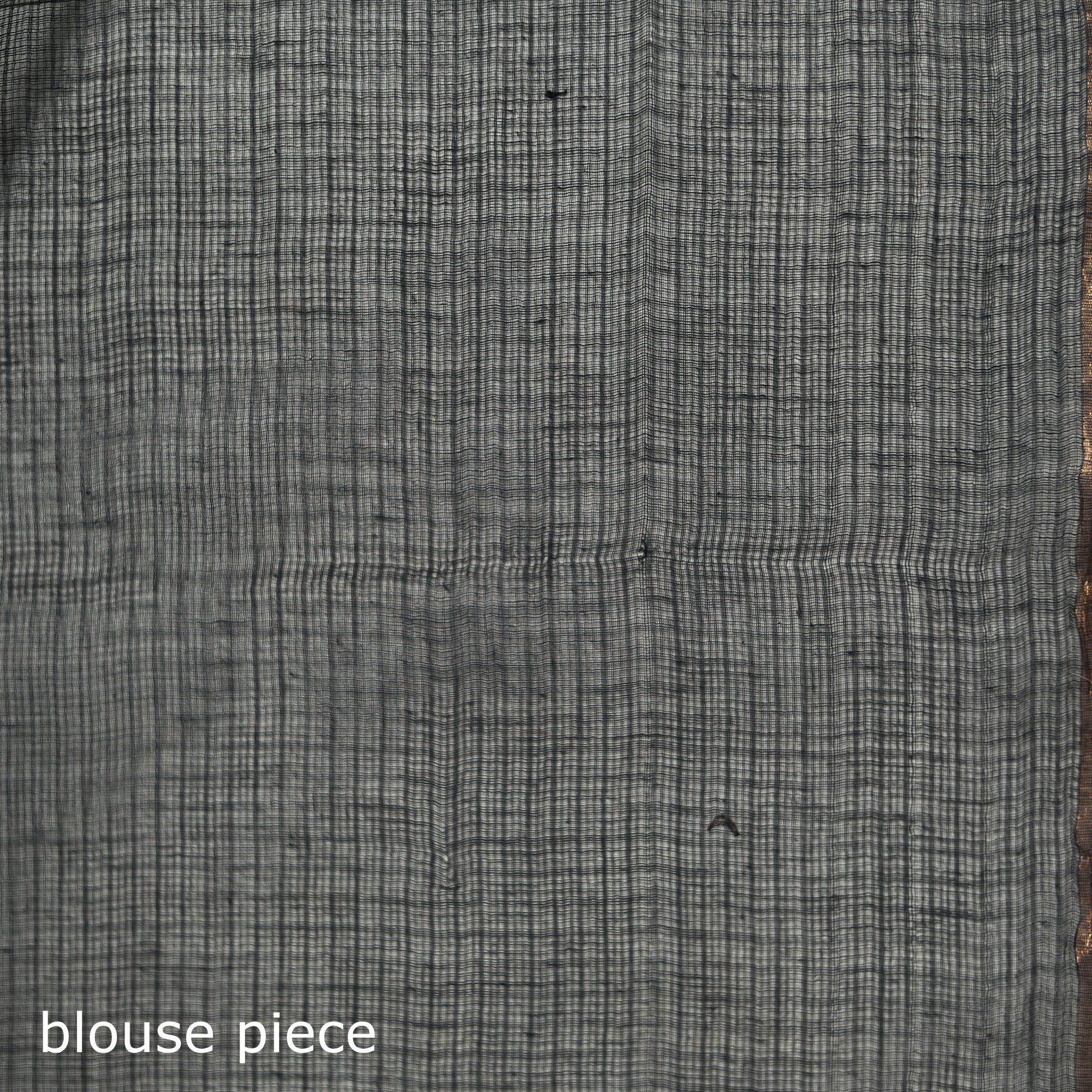 Black - Batik Hand Block Print Kota Doria Cotton Saree 42 - Image 5