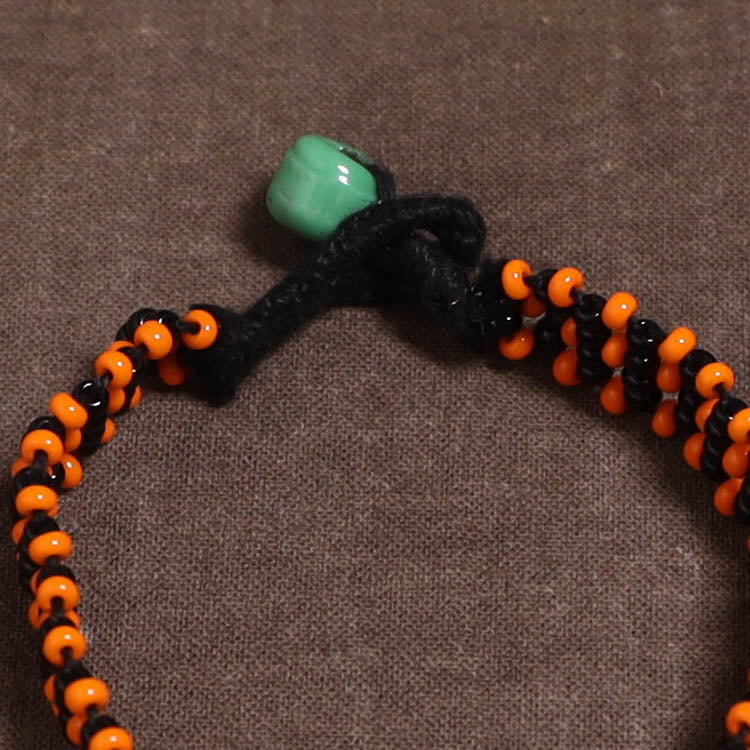 Orange - Bead Work Handmade Baiga Tribal Bracelet 30 - Image 2