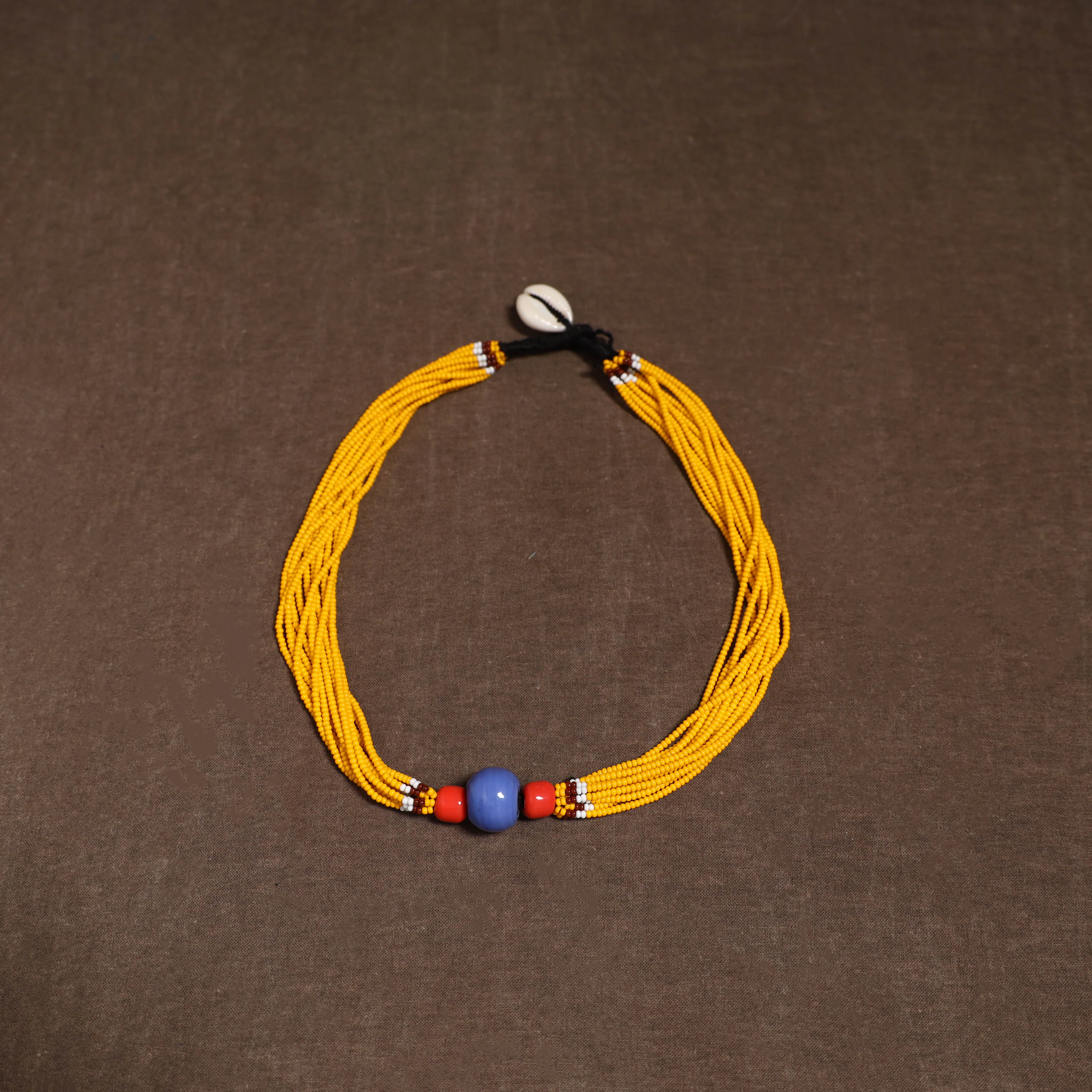 Yellow - Bead Work Handmade Baiga Tribal Moonga Dana Necklace 14 - Image 3