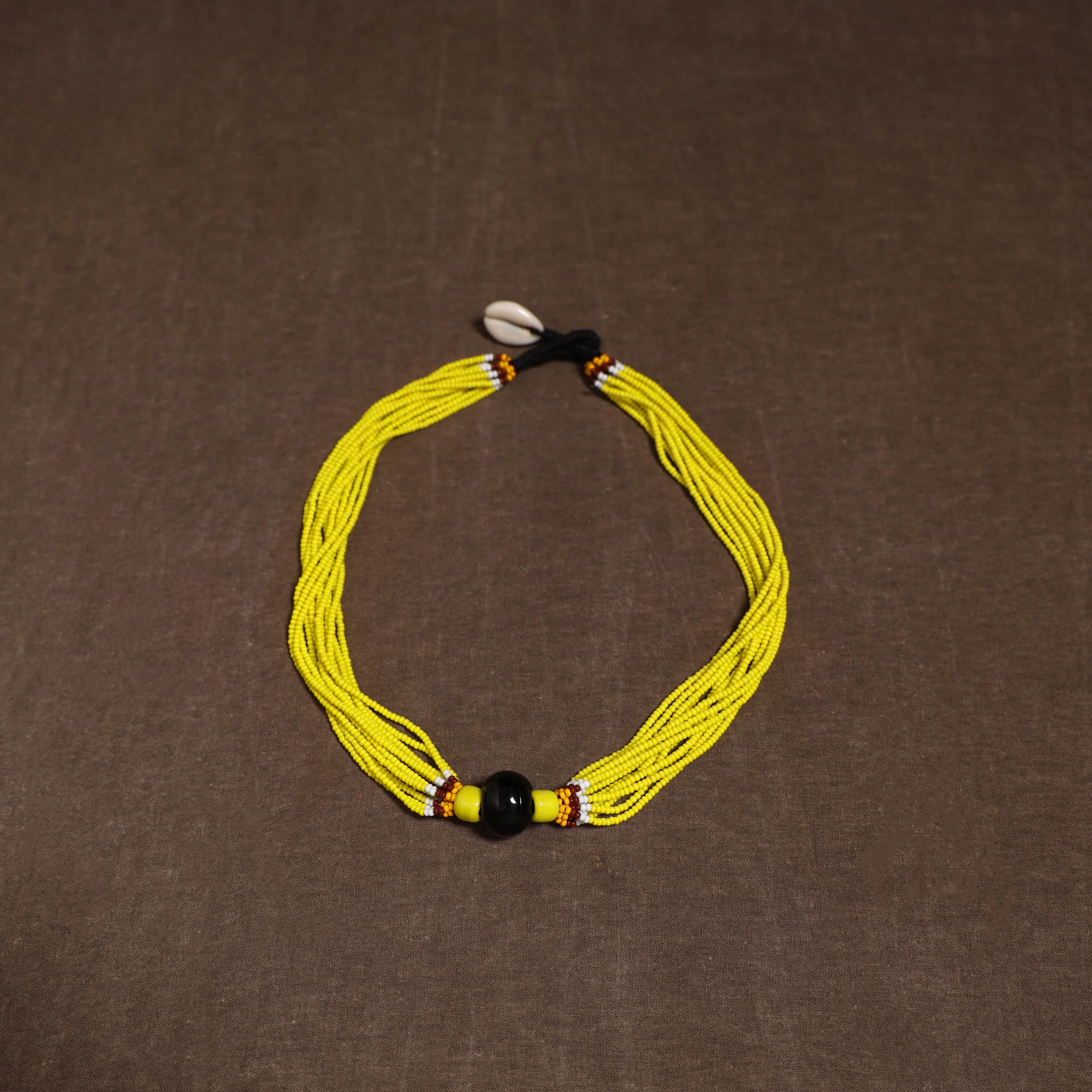 Yellow - Bead Work Handmade Baiga Tribal Moonga Dana Necklace 17 - Image 3