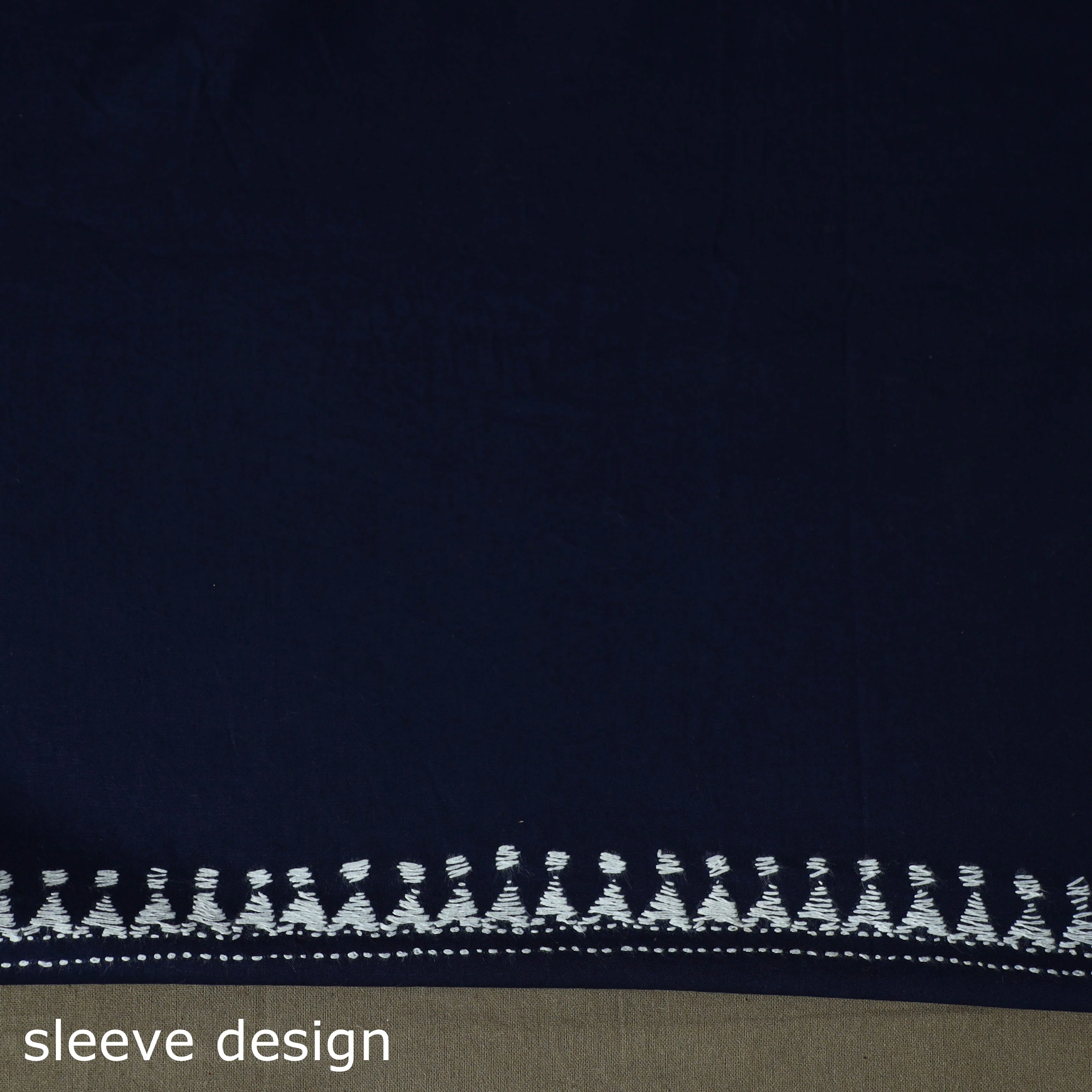 Blue - Bengal Kantha Hand Embroidered Cotton Unstitched Kurta Material (2.8M) 22 - Image 5