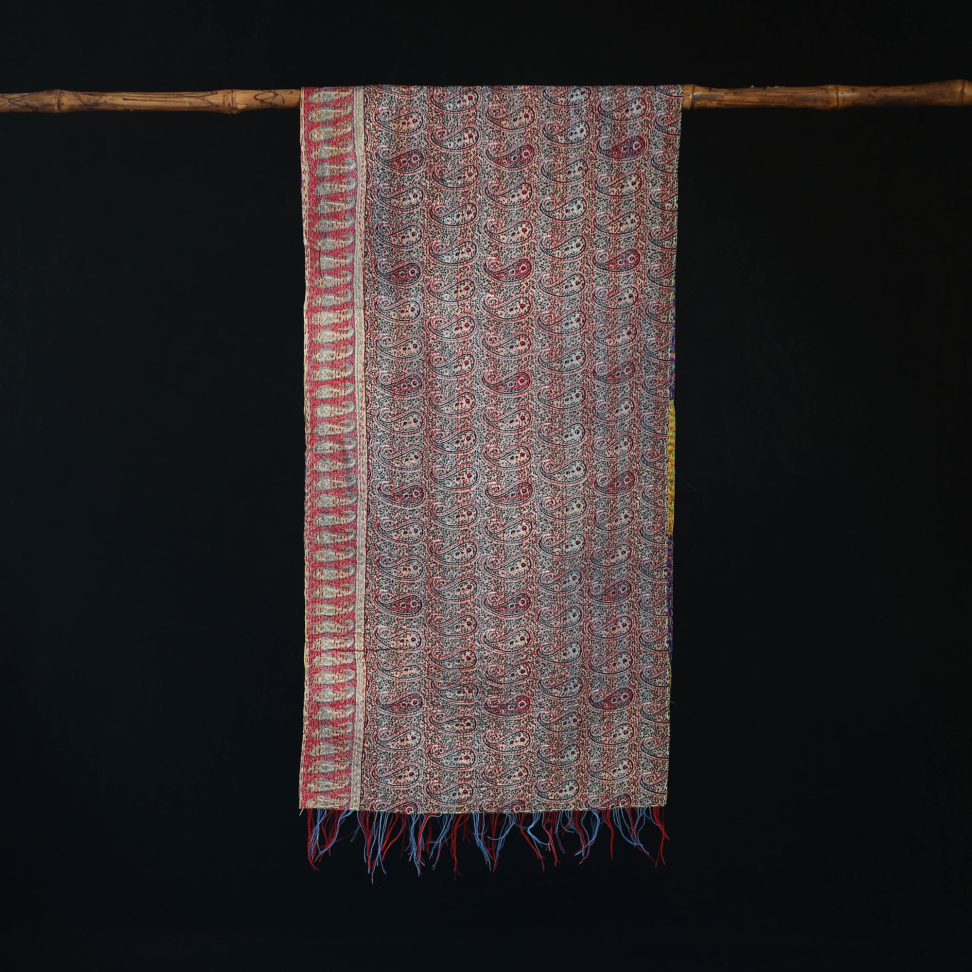 Bengal Kantha Handwork Patchwork Reversible Silk Stole 130 - Image 3