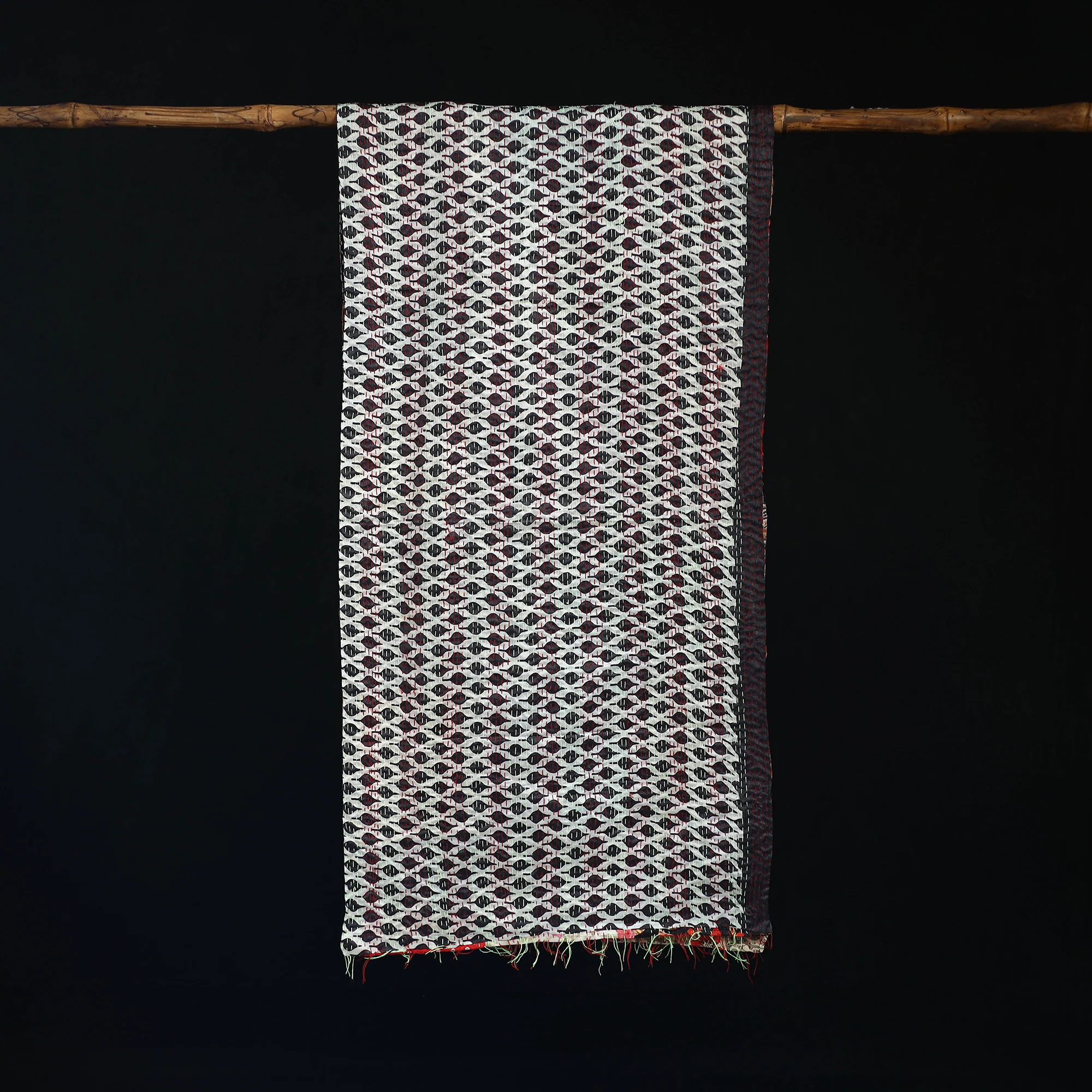 Bengal Kantha Handwork Patchwork Reversible Silk Stole 151 - Image 3