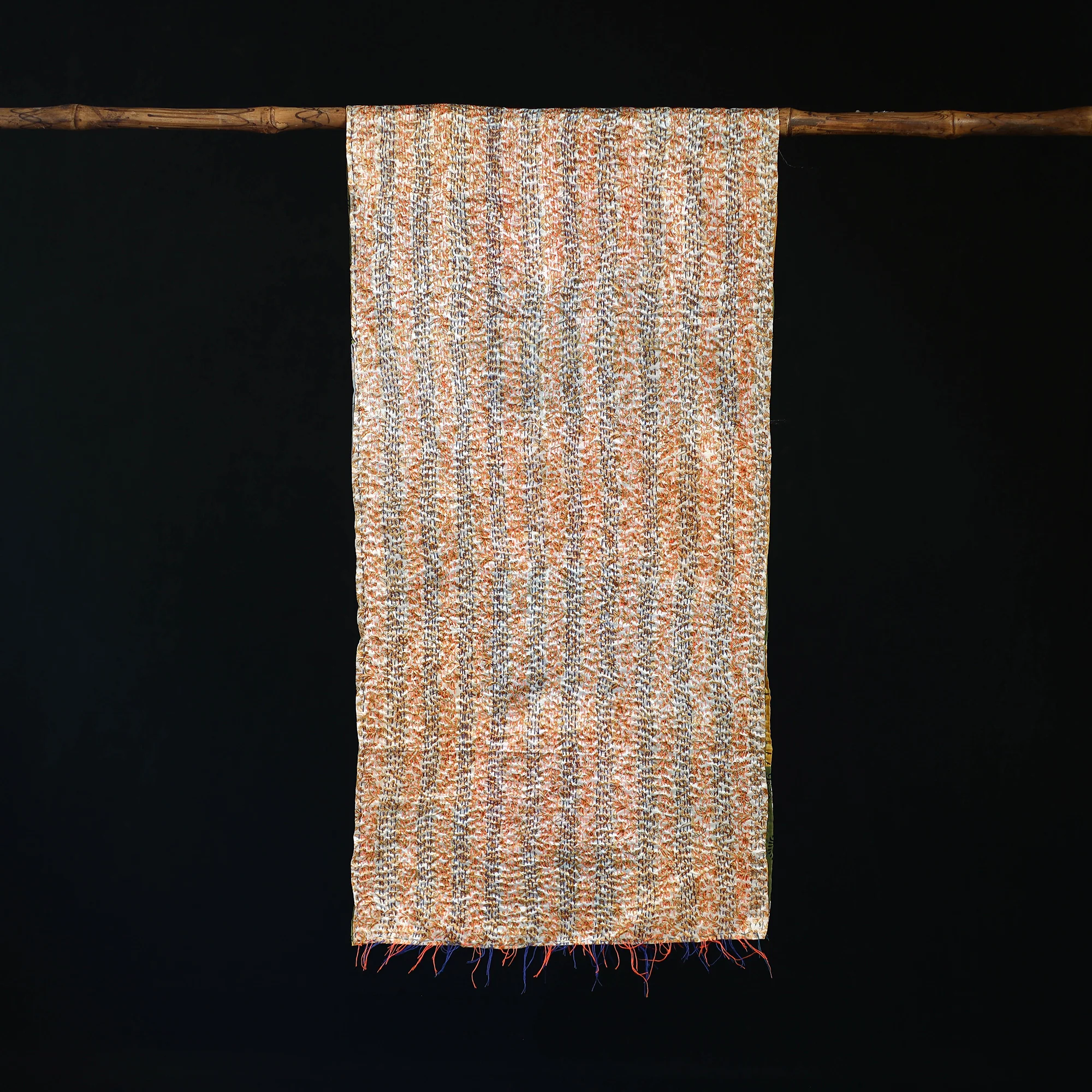 Bengal Kantha Handwork Patchwork Reversible Silk Stole 252 - Image 3