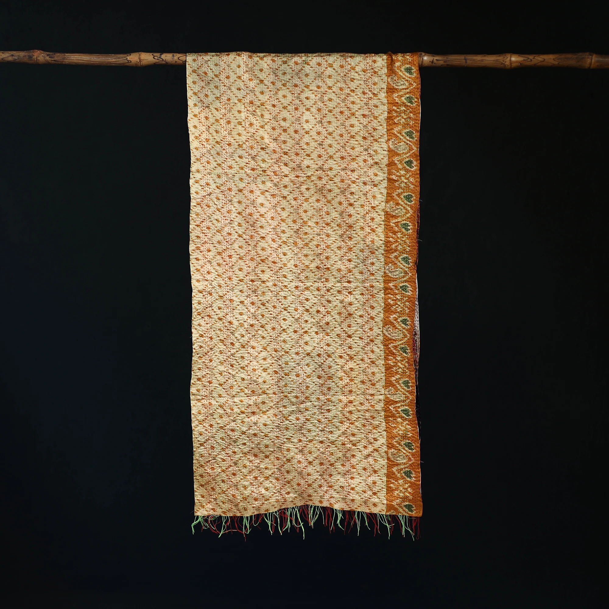 Bengal Kantha Handwork Patchwork Reversible Silk Stole 303 - Image 3