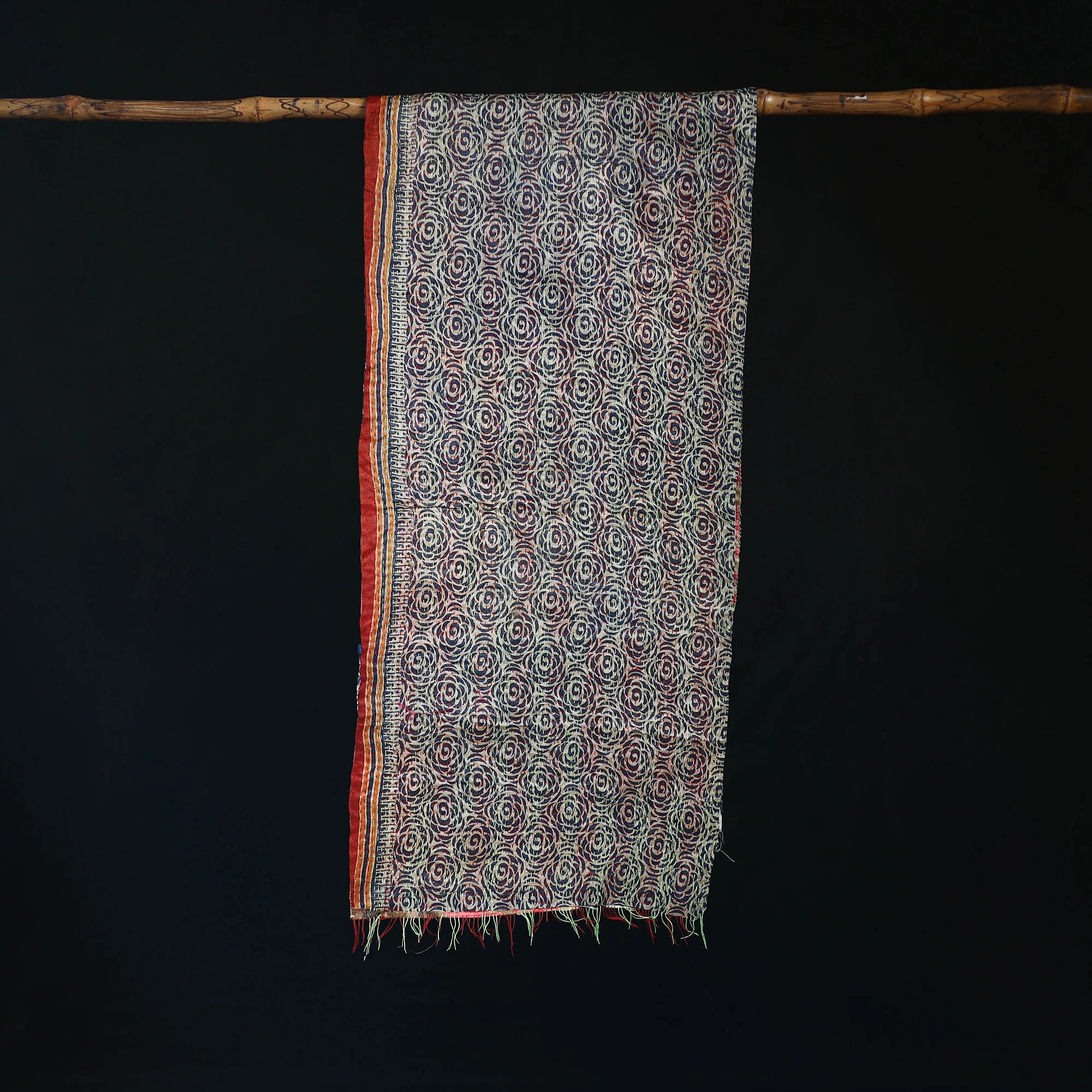 Bengal Kantha Handwork Patchwork Reversible Silk Stole 322 - Image 3