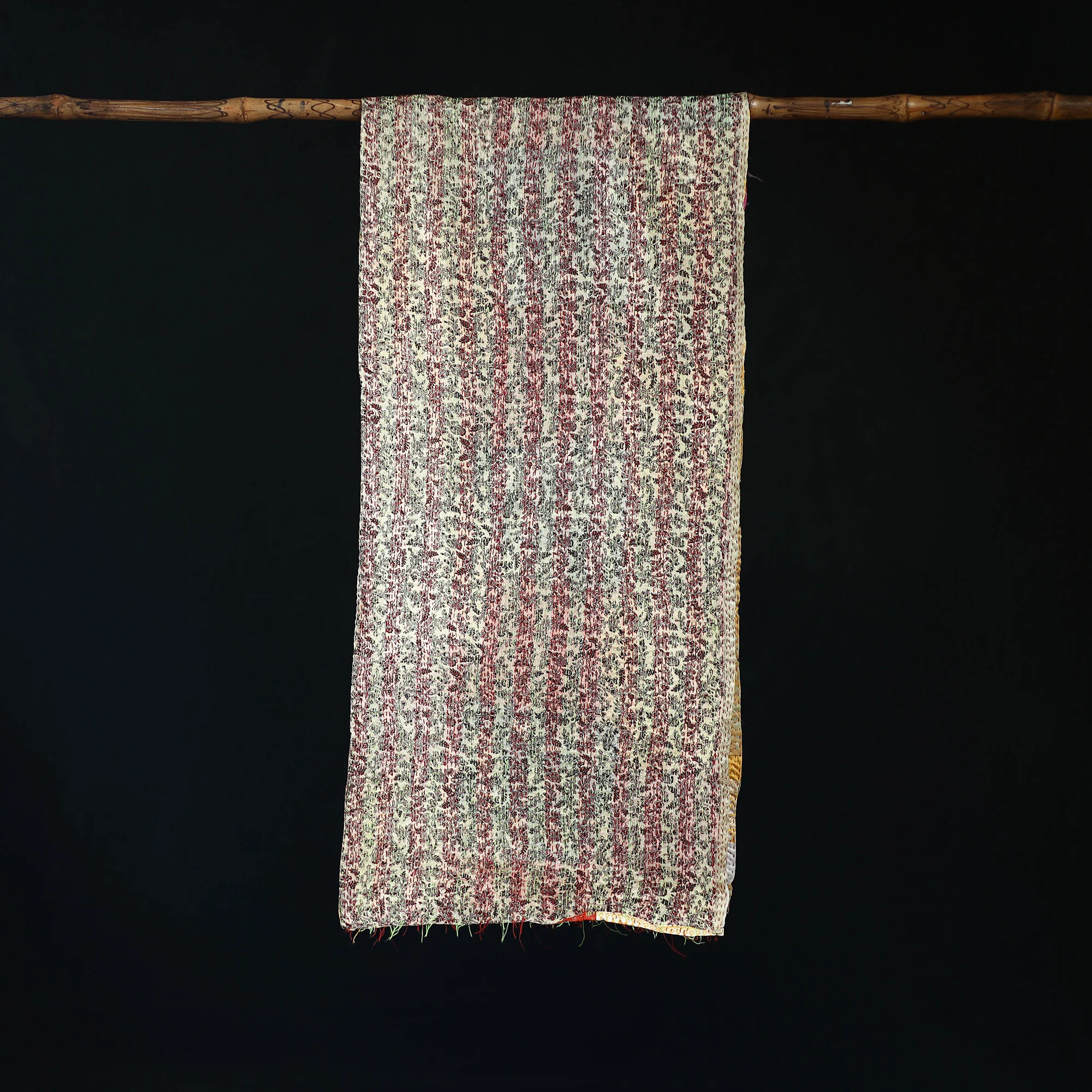 Bengal Kantha Handwork Patchwork Reversible Silk Stole 340 - Image 3