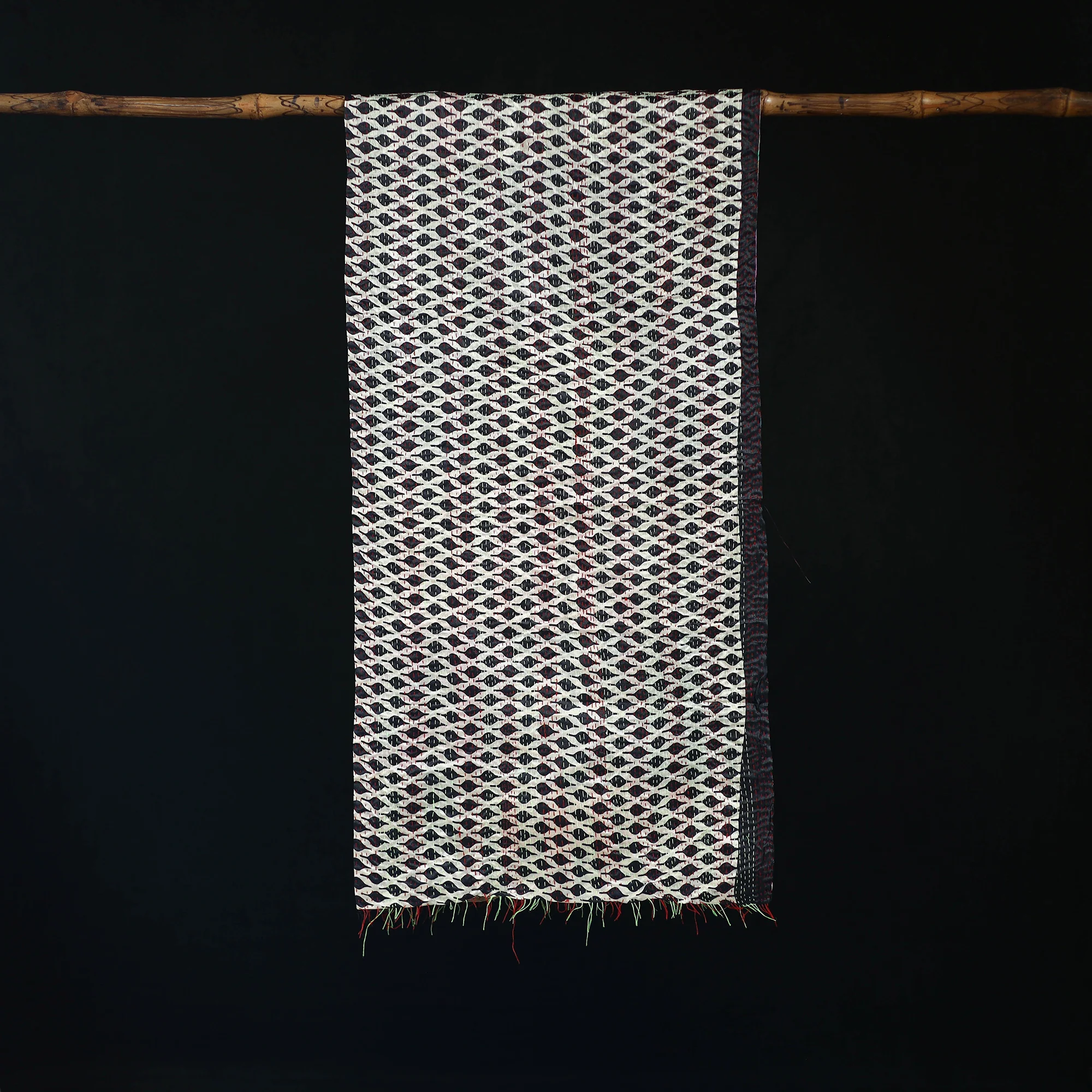 Bengal Kantha Handwork Patchwork Reversible Silk Stole 347 - Image 3