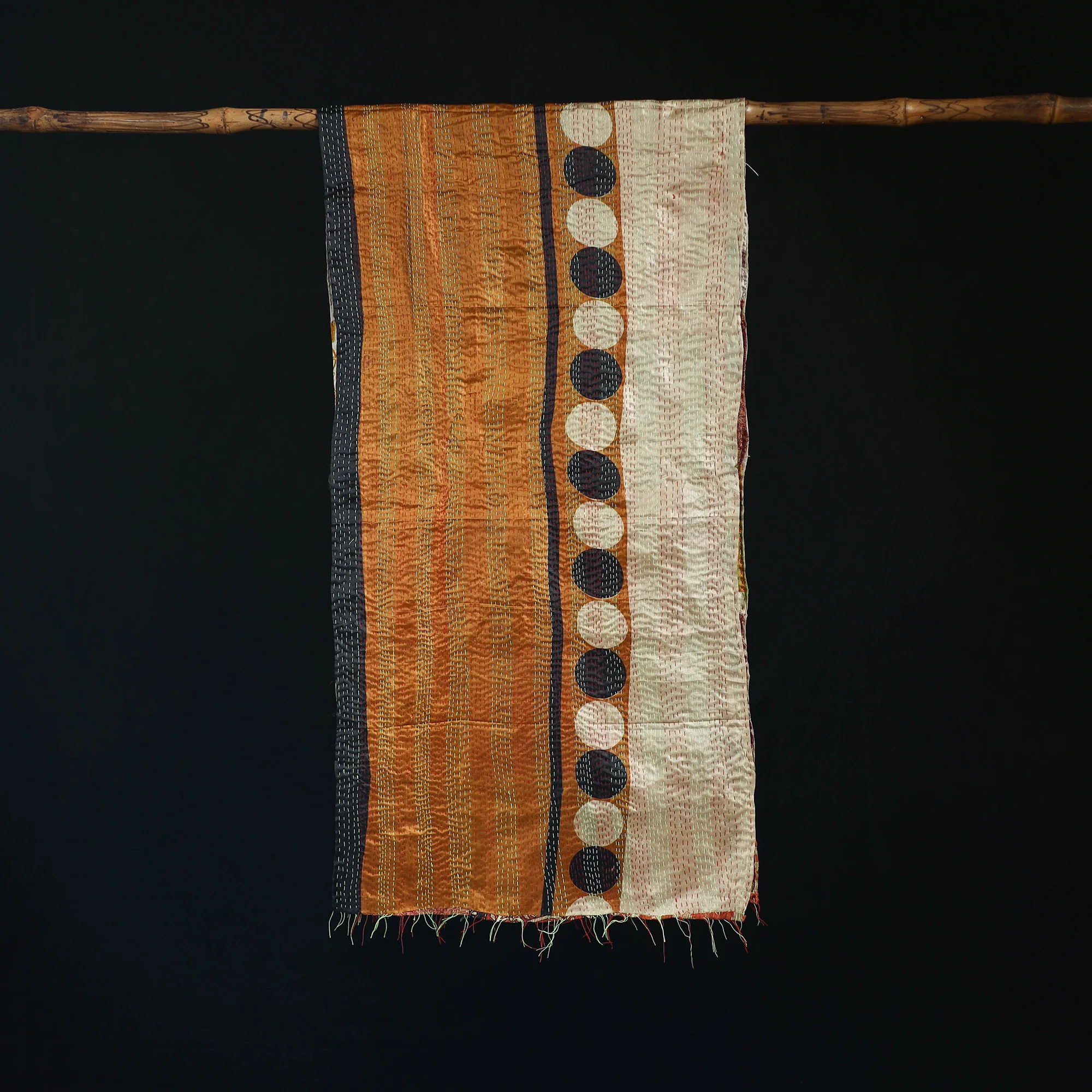 Bengal Kantha Handwork Patchwork Reversible Silk Stole 352 - Image 3