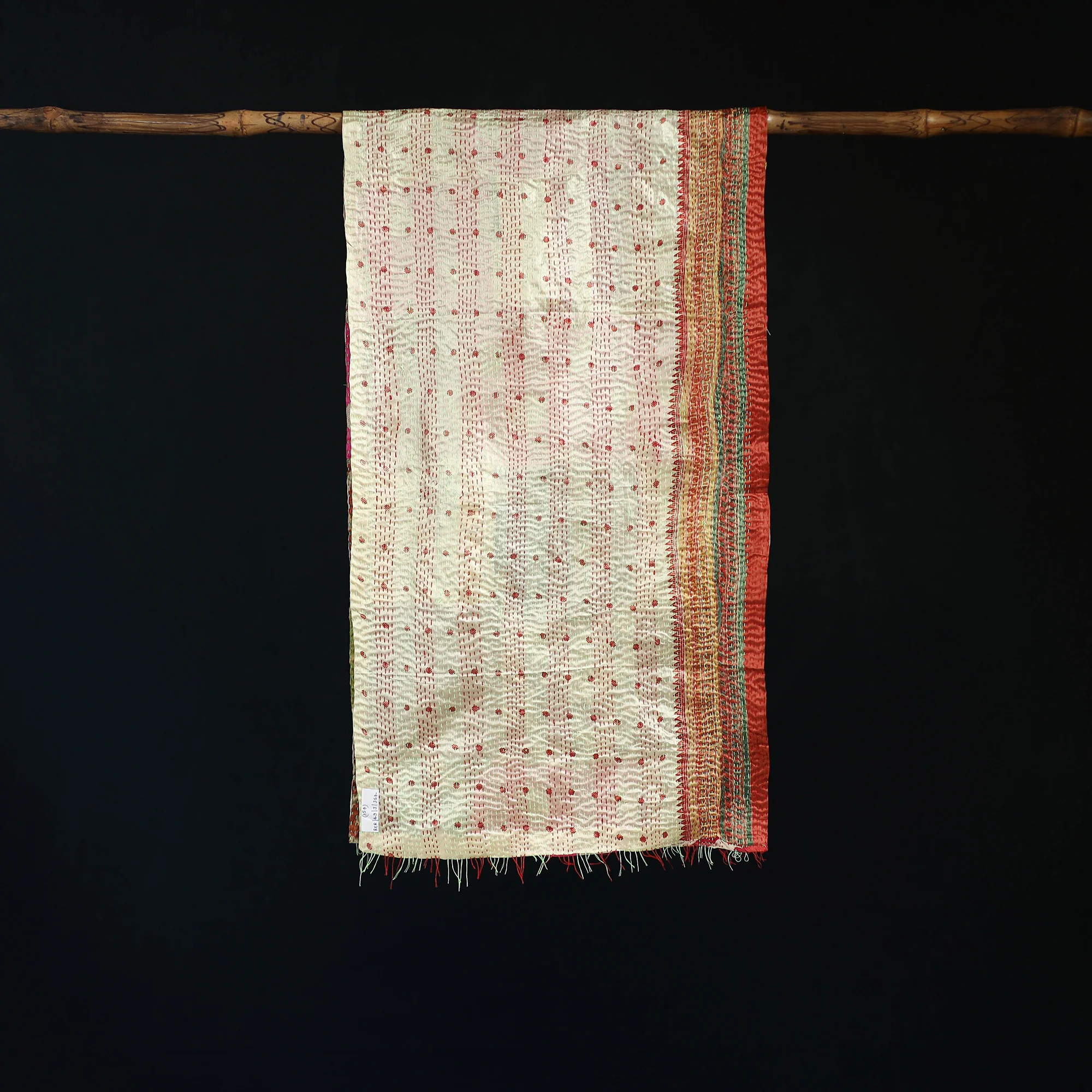 Bengal Kantha Handwork Patchwork Reversible Silk Stole 357 - Image 3