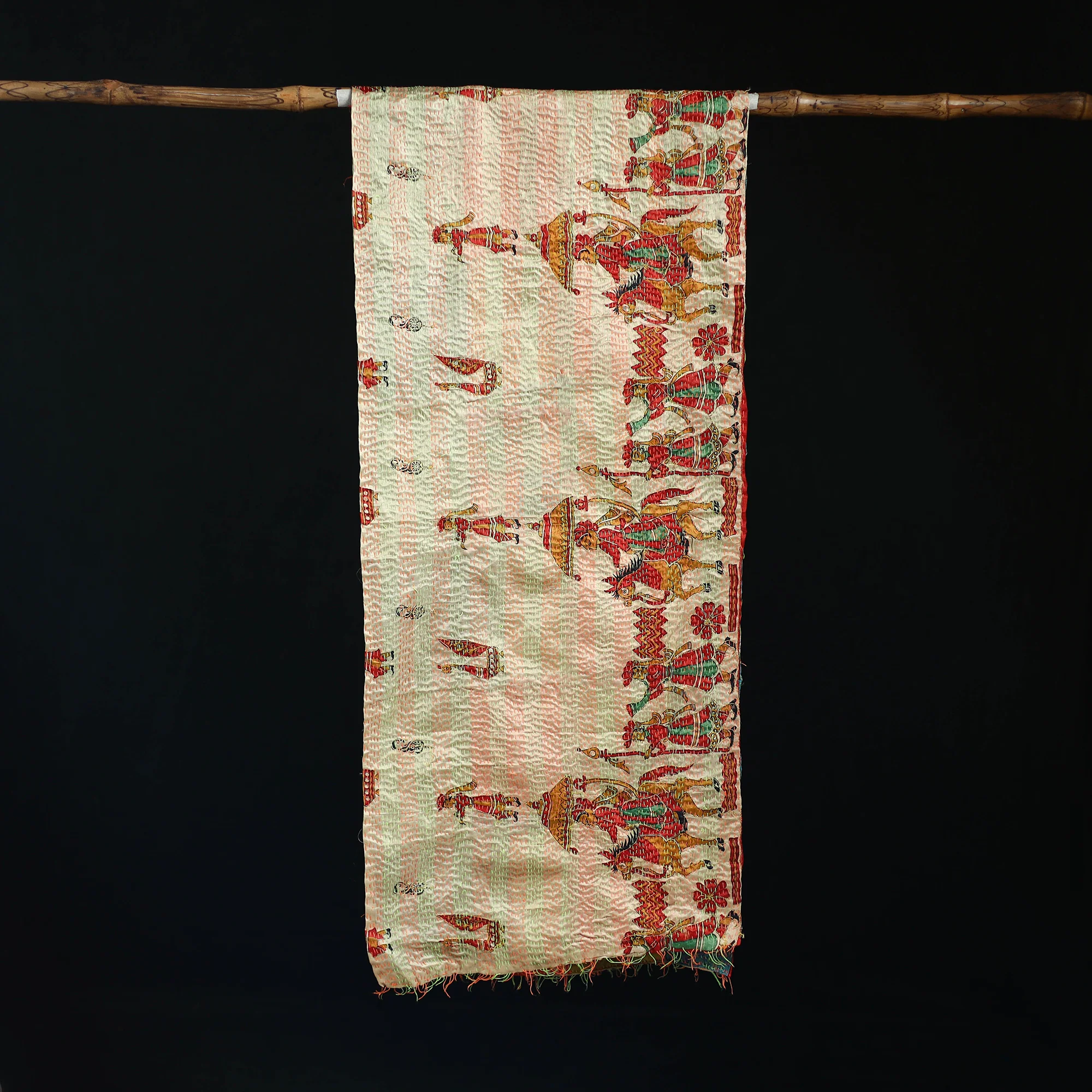 Bengal Kantha Handwork Patchwork Reversible Silk Stole 39 - Image 3