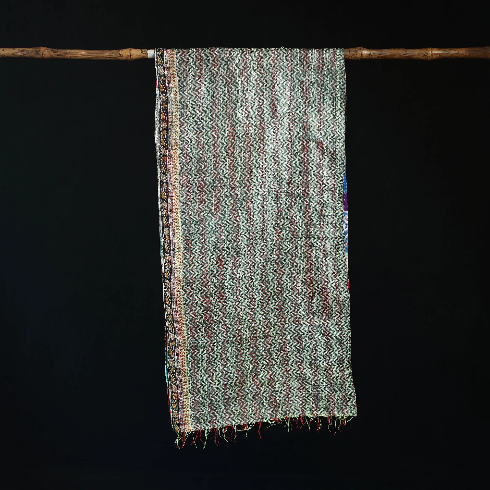 Bengal Kantha Handwork Patchwork Reversible Silk Stole 64 - Image 3
