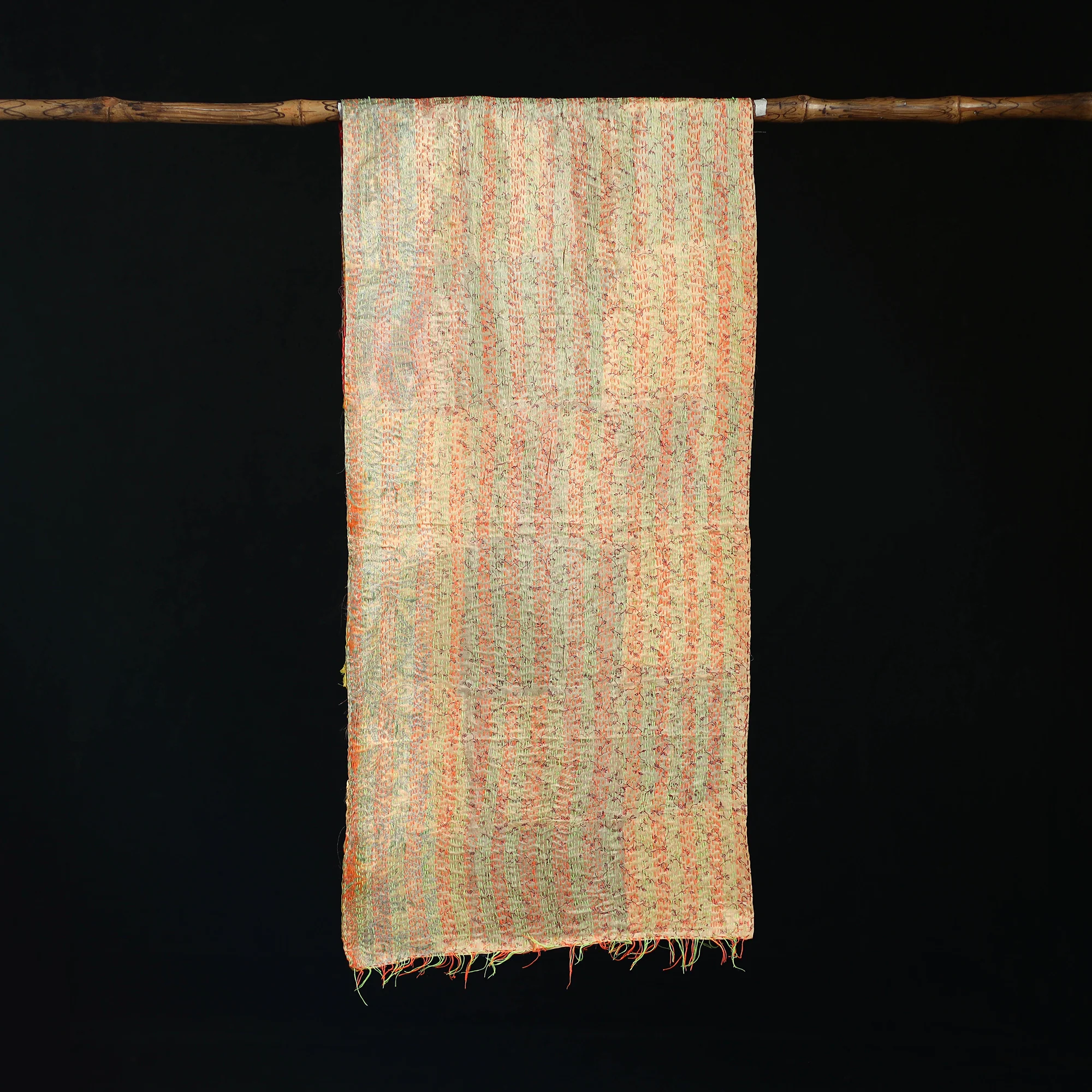 Bengal Kantha Handwork Patchwork Reversible Silk Stole 82 - Image 3