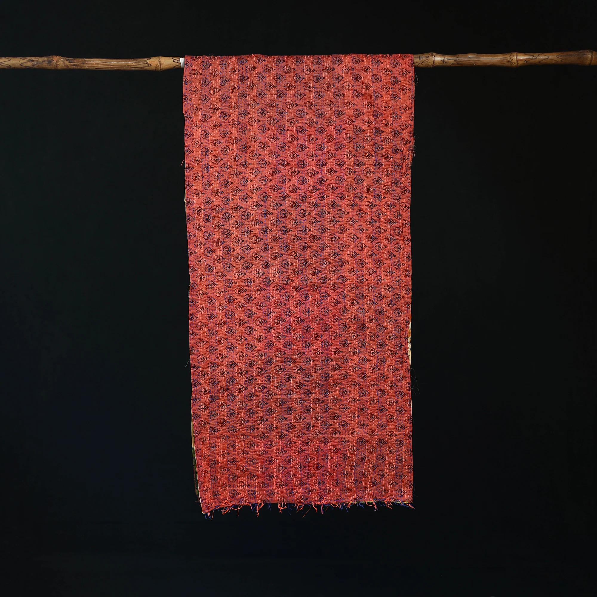 Bengal Kantha Handwork Patchwork Reversible Silk Stole 83 - Image 3