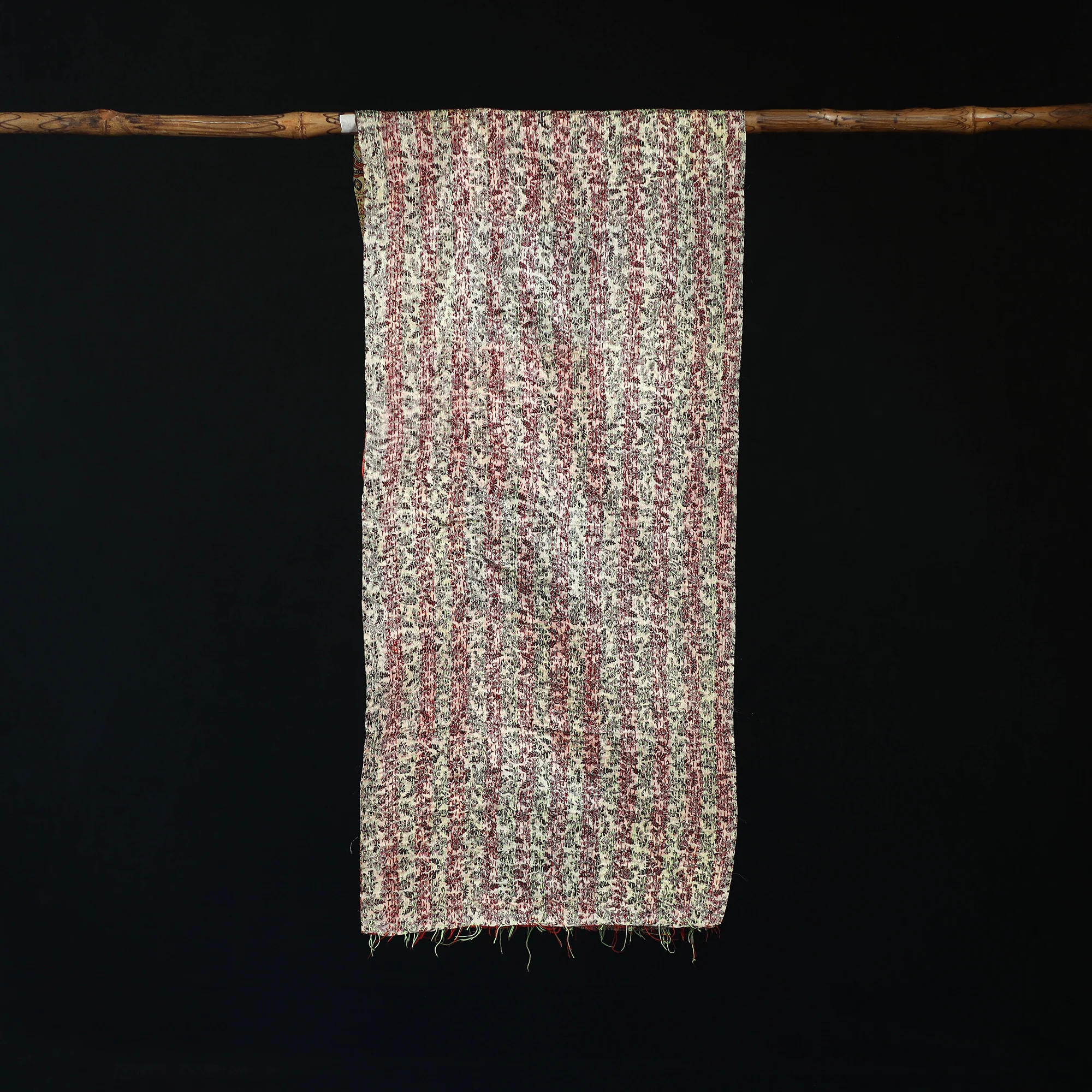 Bengal Kantha Handwork Patchwork Reversible Silk Stole 84 - Image 3