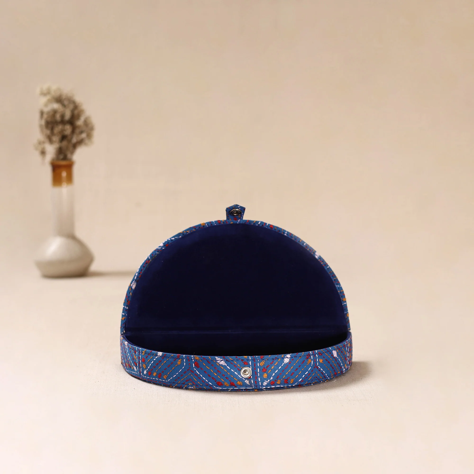 Blue - Bengal Kantha Work Handcrafted Jewellery Box 07 - Image 2
