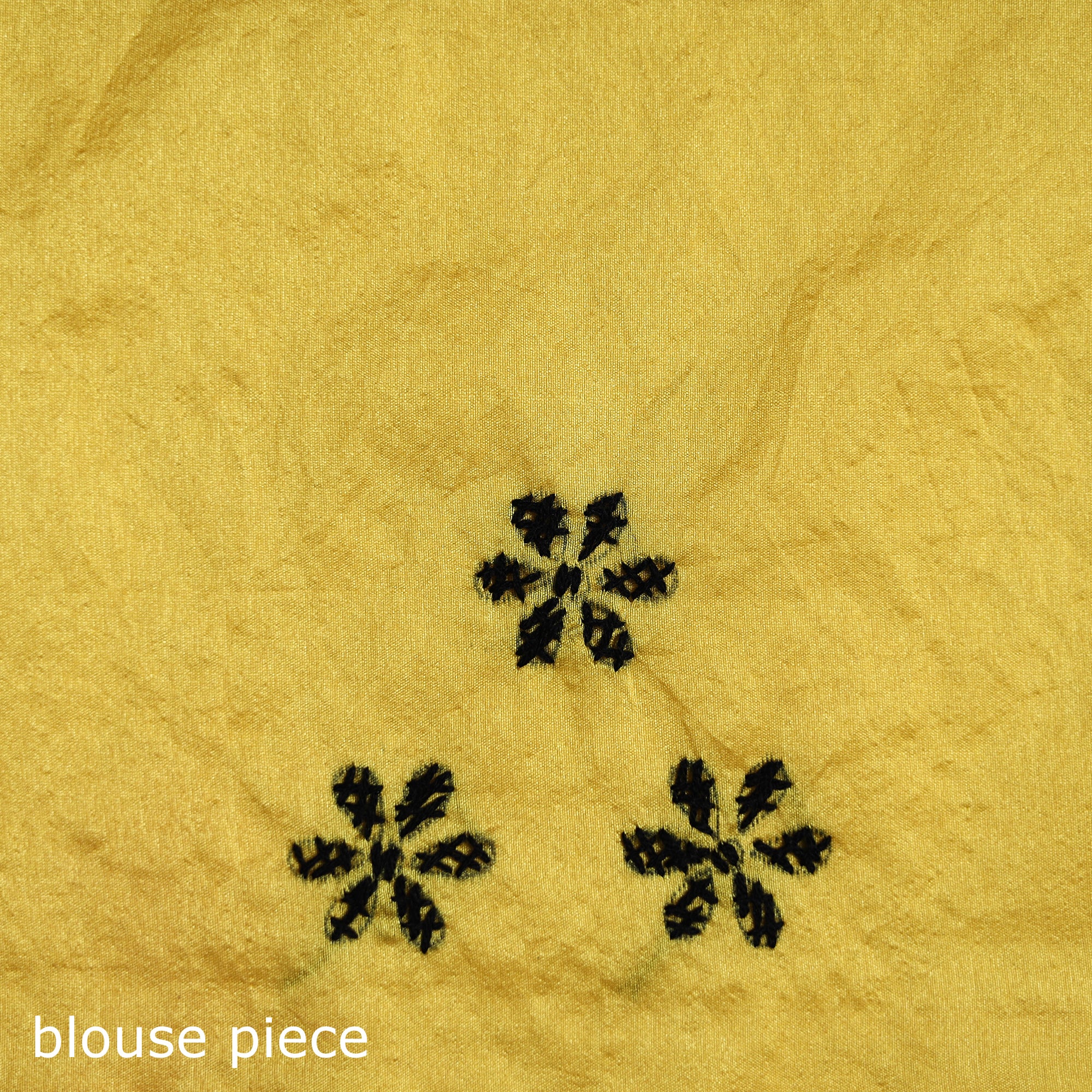 Yellow - Bengal Nakshi Kantha Hand Embroidered Silk Saree 03 - Image 5