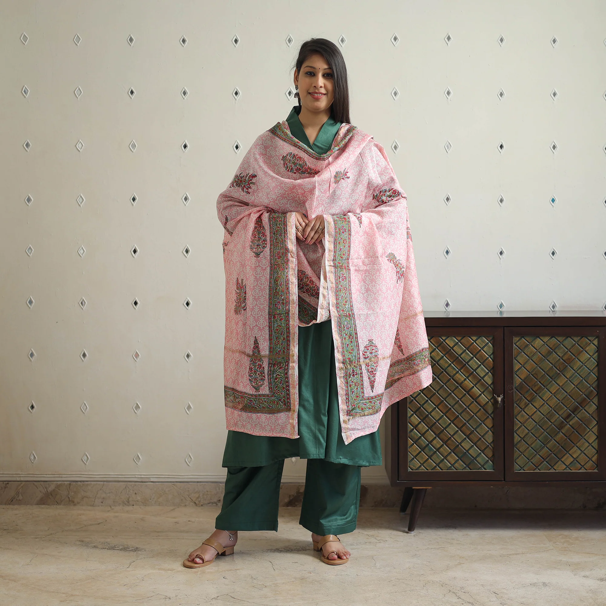 Green - Bhagalpuri Linen Cotton Plain Kurta Set 11 - Image 5