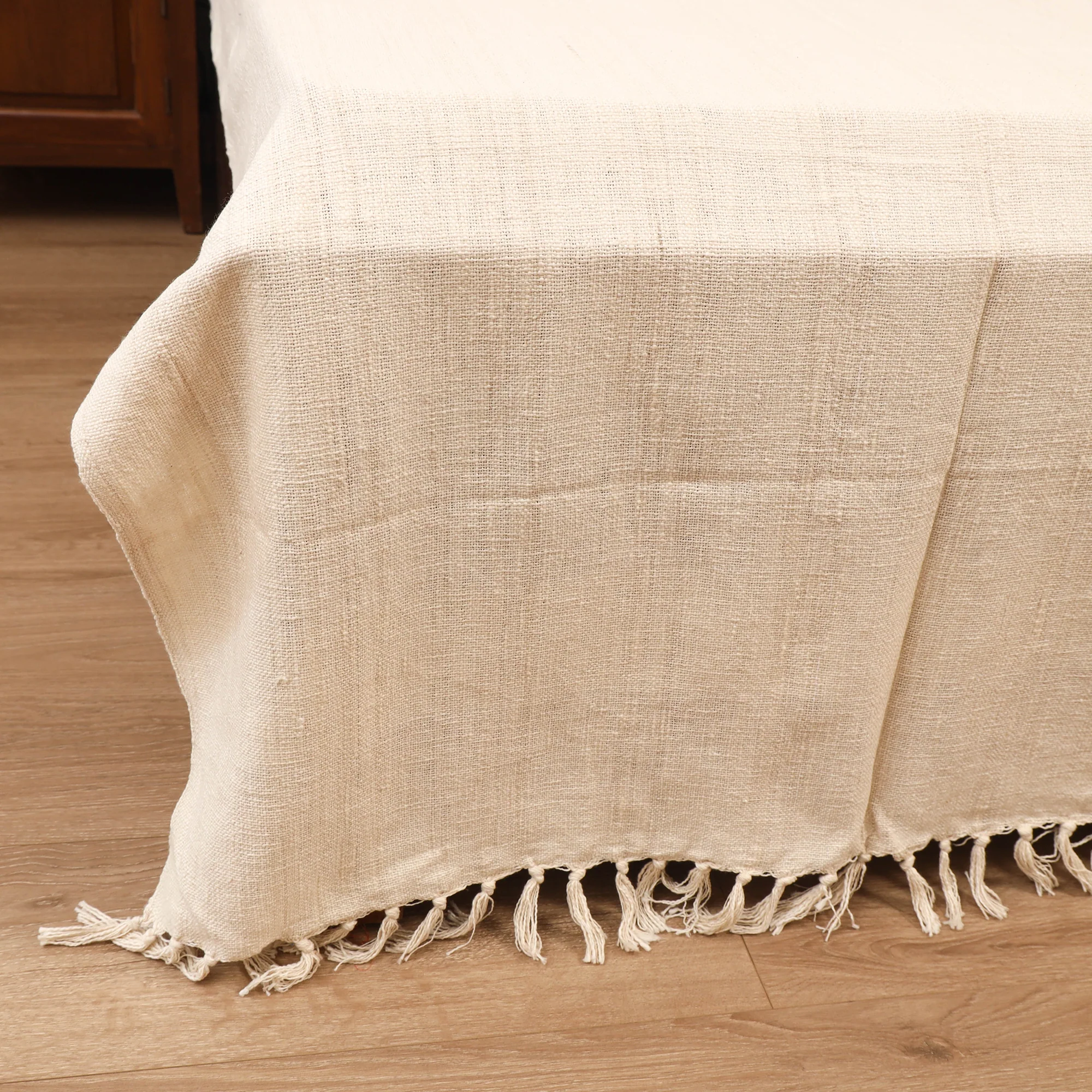 White - Bijnor Pure Handloom Cotton Double Bed Sheet (108 x 90 in) 13 - Image 3