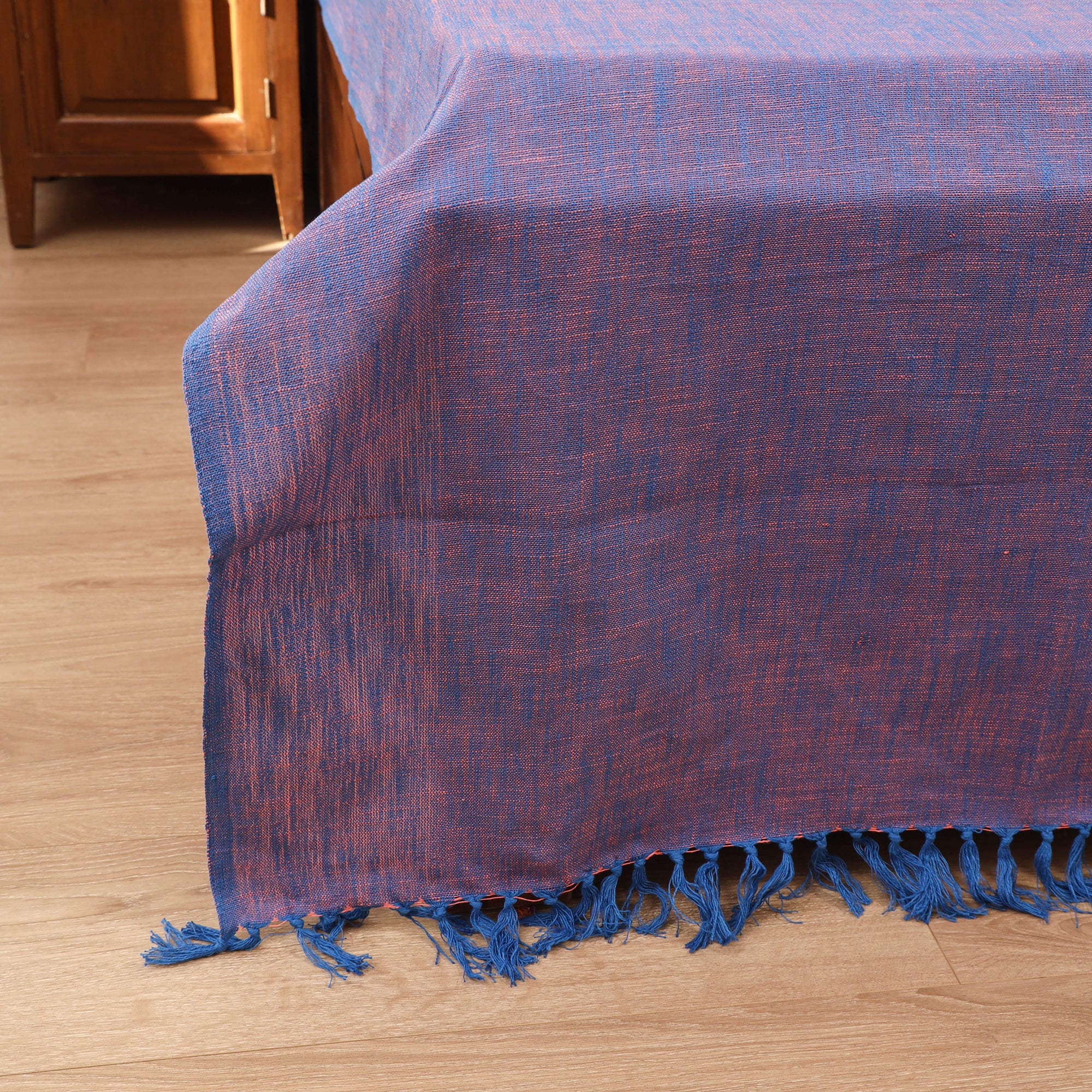 Purple - Bijnor Pure Handloom Cotton Double Bed Sheet (108 x 90 in) 27 - Image 3