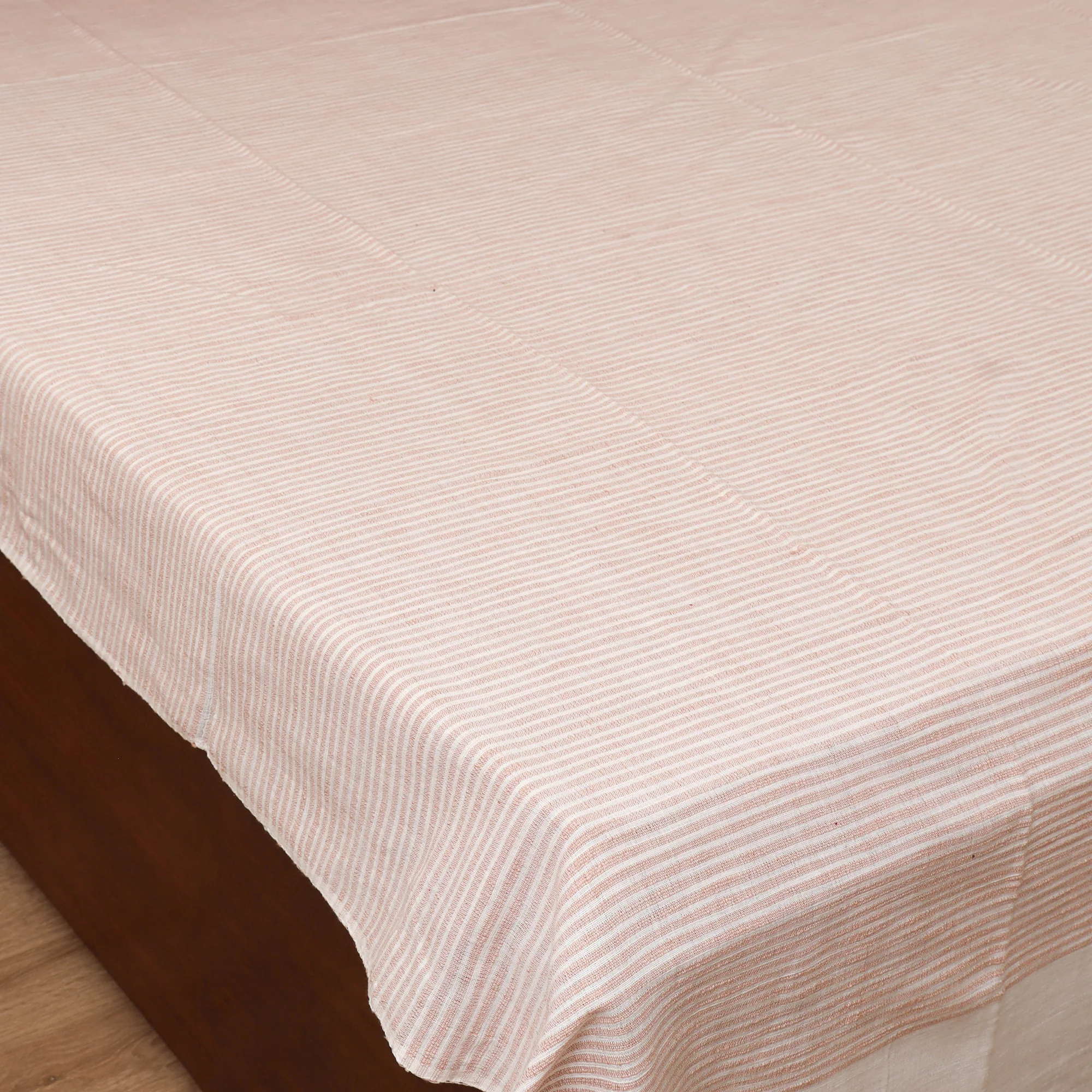 Peach - Bijnor Pure Handloom Cotton Double Bed Sheet (108 x 90 in) 37 - Image 2