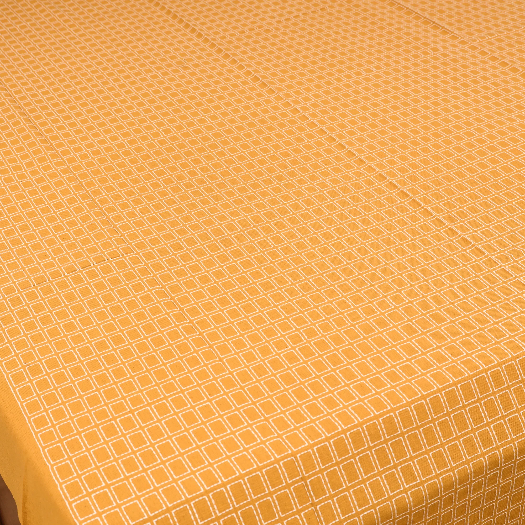 Yellow - Bijnor Pure Handloom Cotton Single Bed Sheet (90 x 60 in) 77 - Image 2
