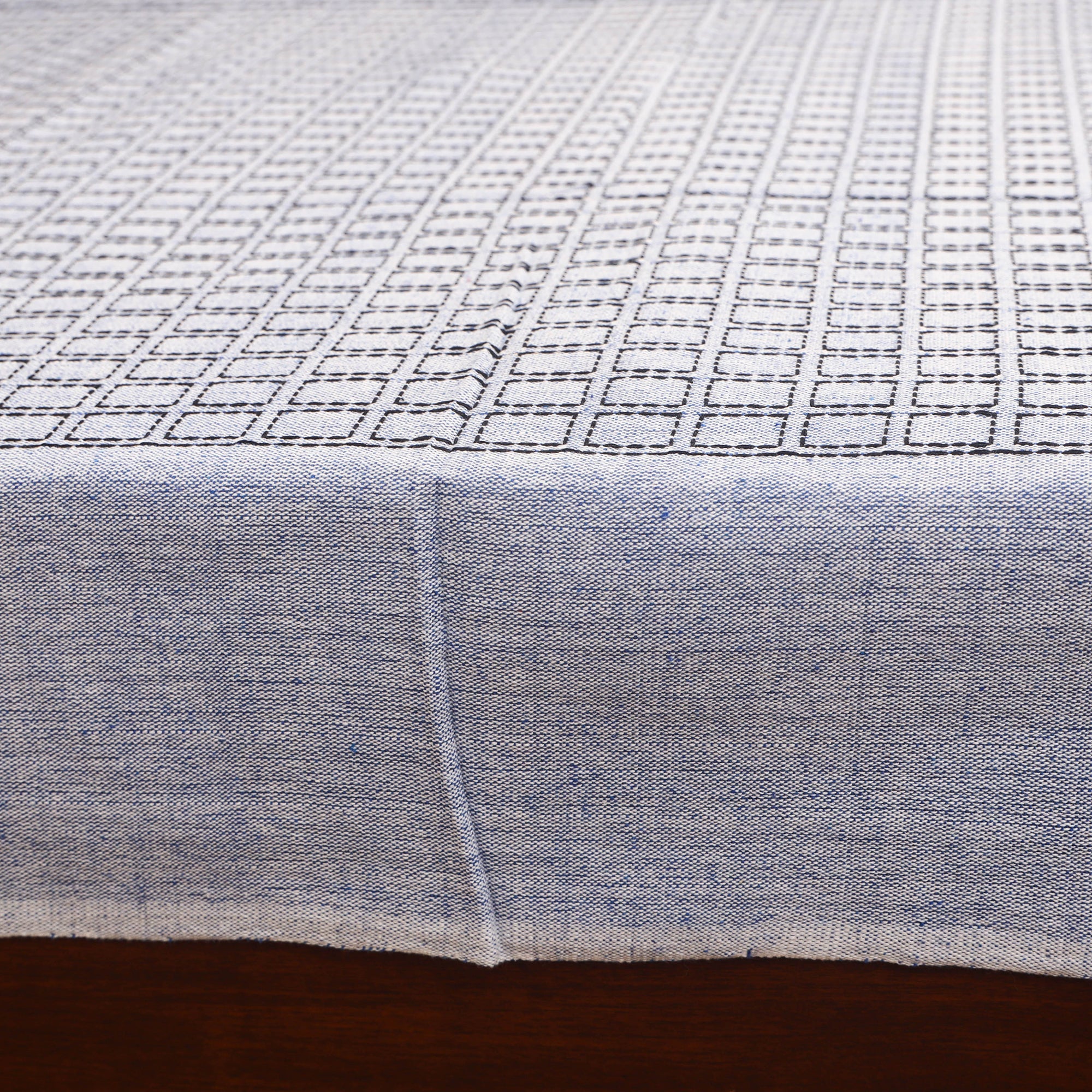 Grey - Bijnor Pure Handloom Cotton Single Bed Sheet (90 x 60 in) 78 - Image 4