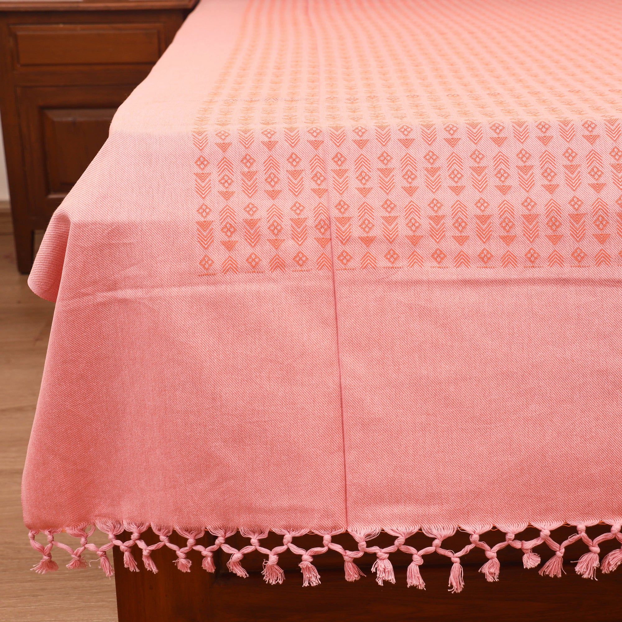 Pink - Bijnor Pure Handloom Cotton Single Bed Sheet (90 x 60 in) 81 - Image 3